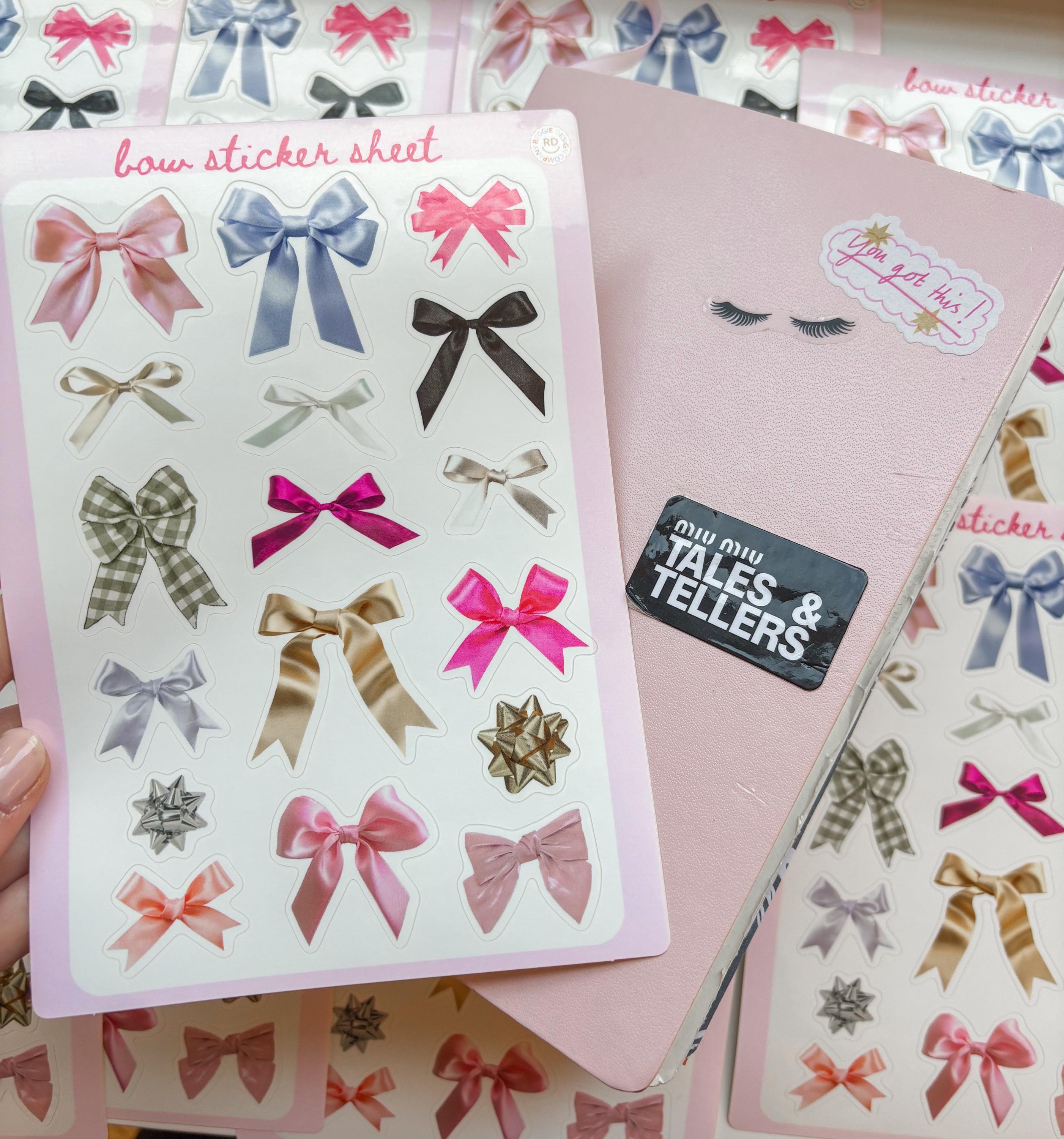 Bow Junk Journal 5x7 Sticker Sheet,Scrapbook Stickers, Journal Cover Stickers,Kiss Cut Sticker , Junk Journal Supplies, Vinyl Stickers