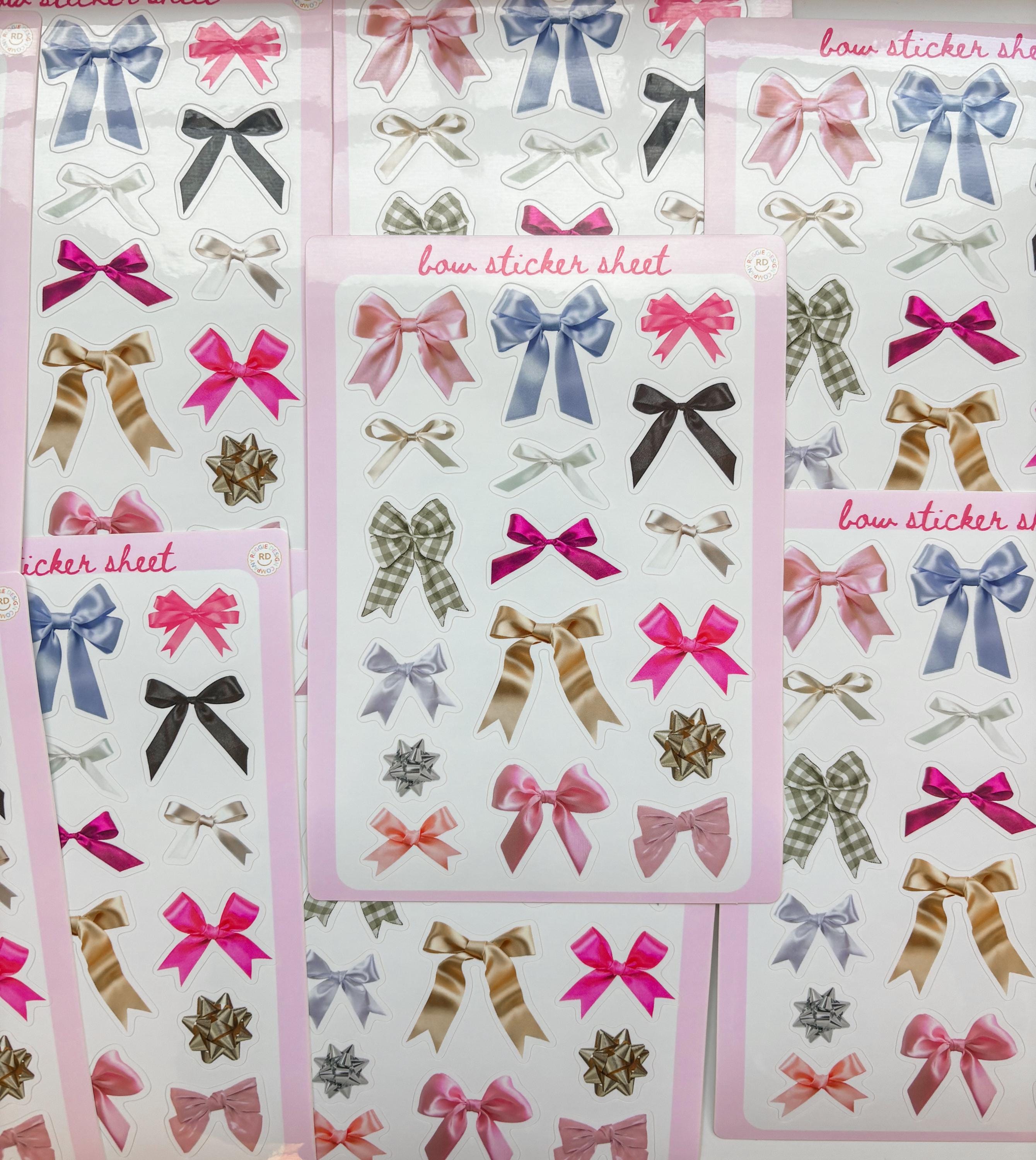 Bow Junk Journal 5x7 Sticker Sheet,Scrapbook Stickers, Journal Cover Stickers,Kiss Cut Sticker , Junk Journal Supplies, Vinyl Stickers