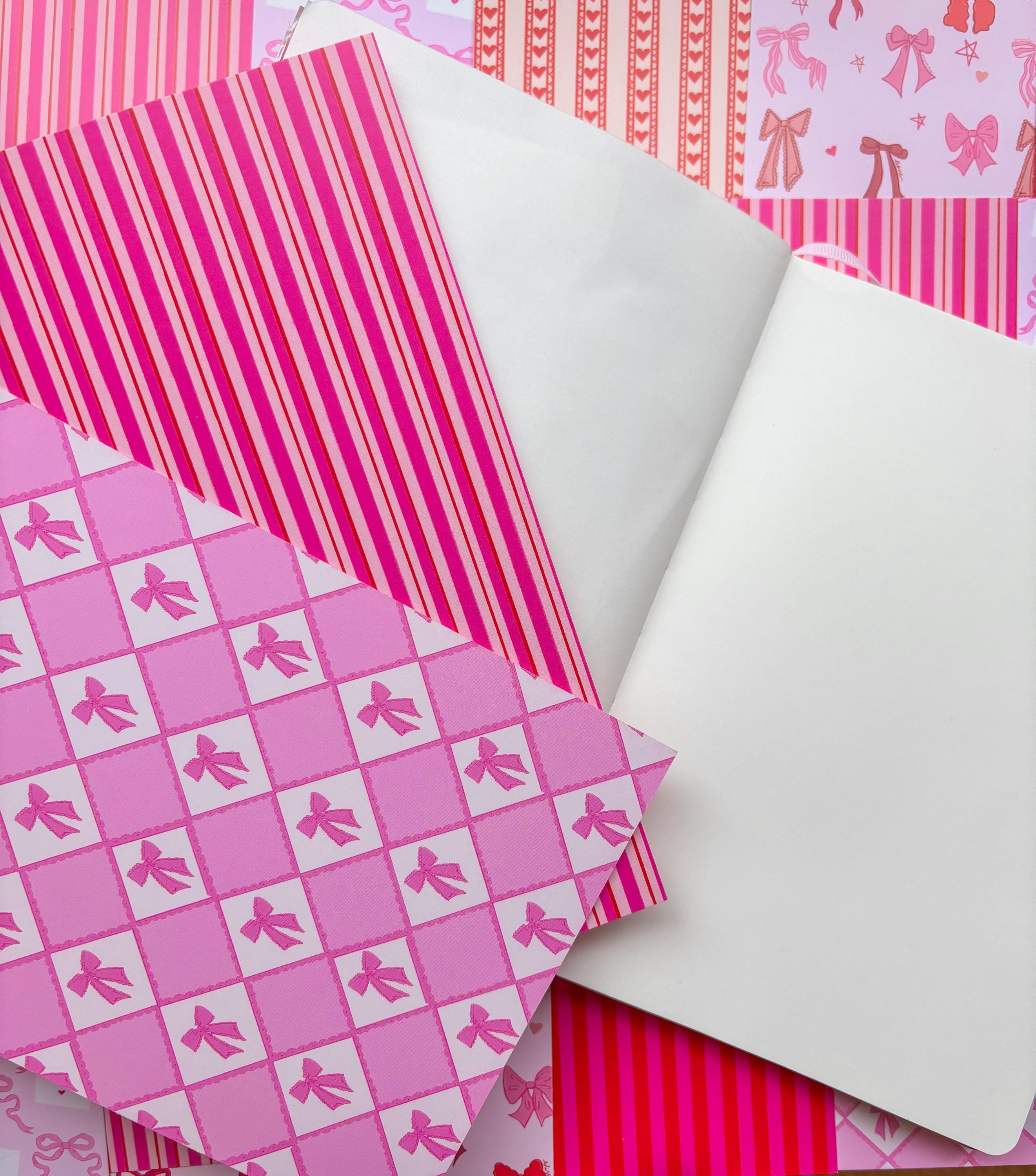 Journal Pattern Notebook 6 Pages -Scrapbooking,Journaling,Junk Journal,Vibrant Aesthetics Graphic Pattern,Scrapbook Paper,Pink,Red,Valentine