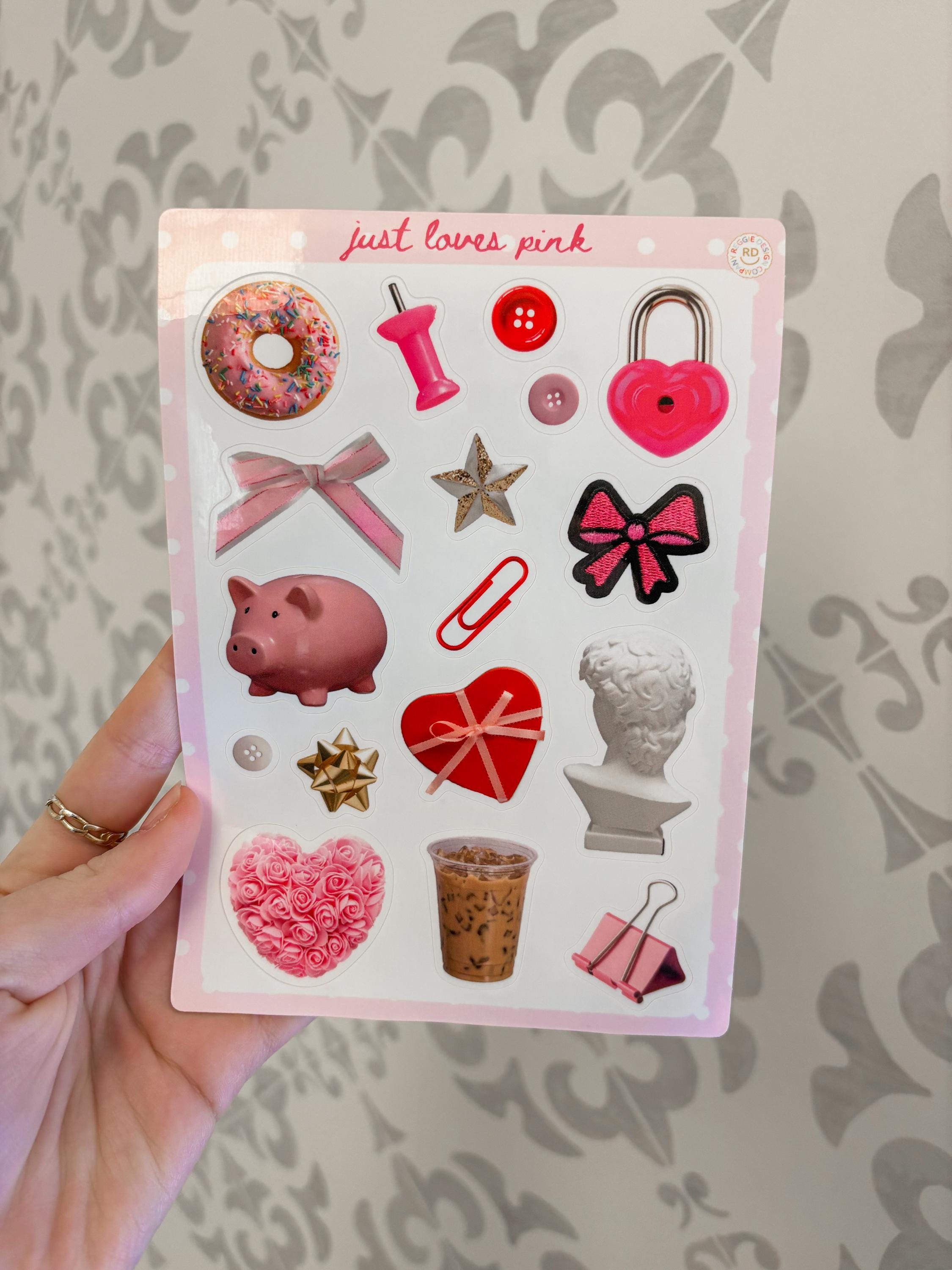 Pink Junk Journal 5x7 Sticker Sheet,Scrapbook Stickers, Journal Cover Stickers,Kiss Cut Sticker Sheet, Junk Journal Supplies, Vinyl Stickers