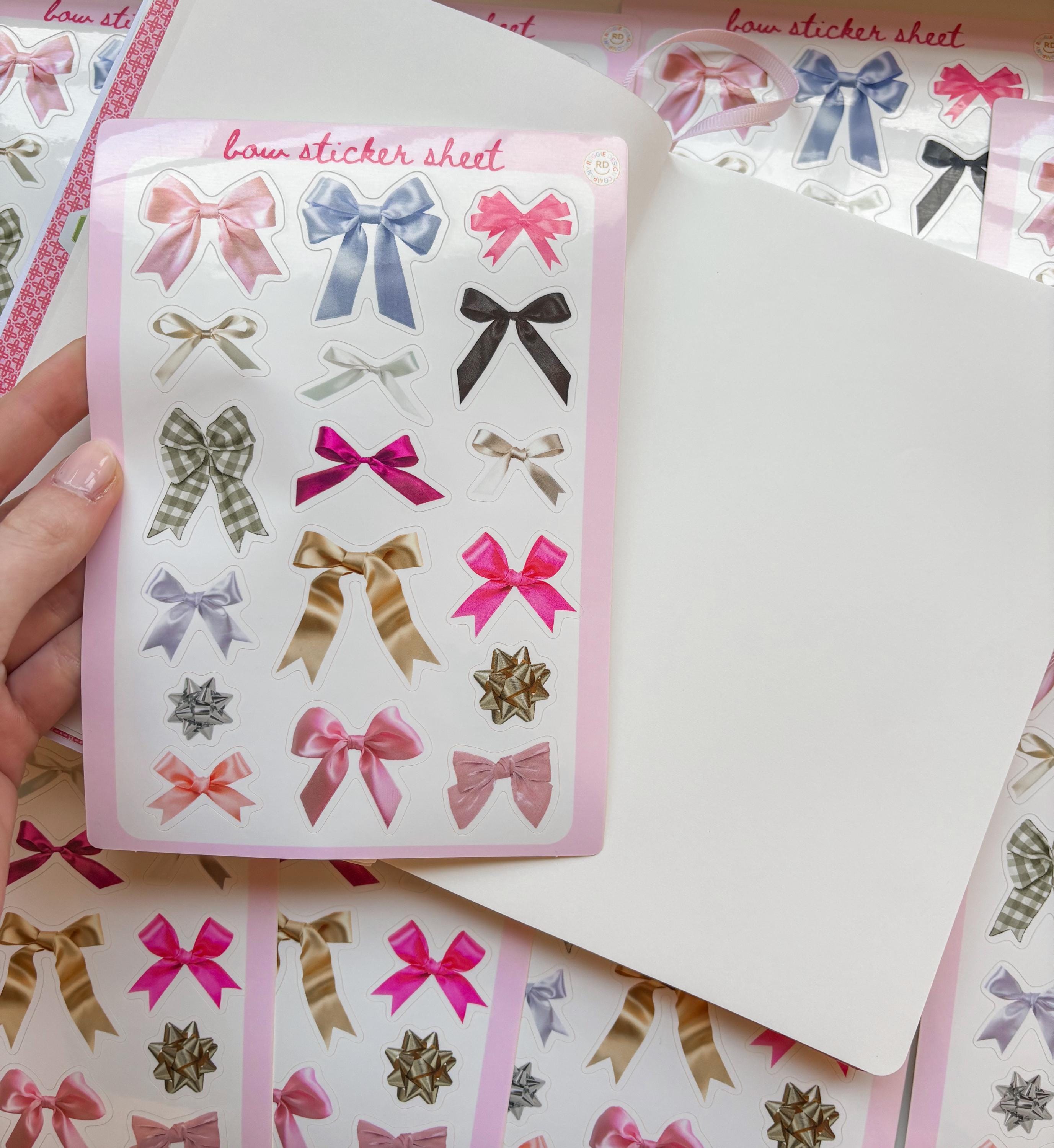 Bow Junk Journal 5x7 Sticker Sheet,Scrapbook Stickers, Journal Cover Stickers,Kiss Cut Sticker , Junk Journal Supplies, Vinyl Stickers