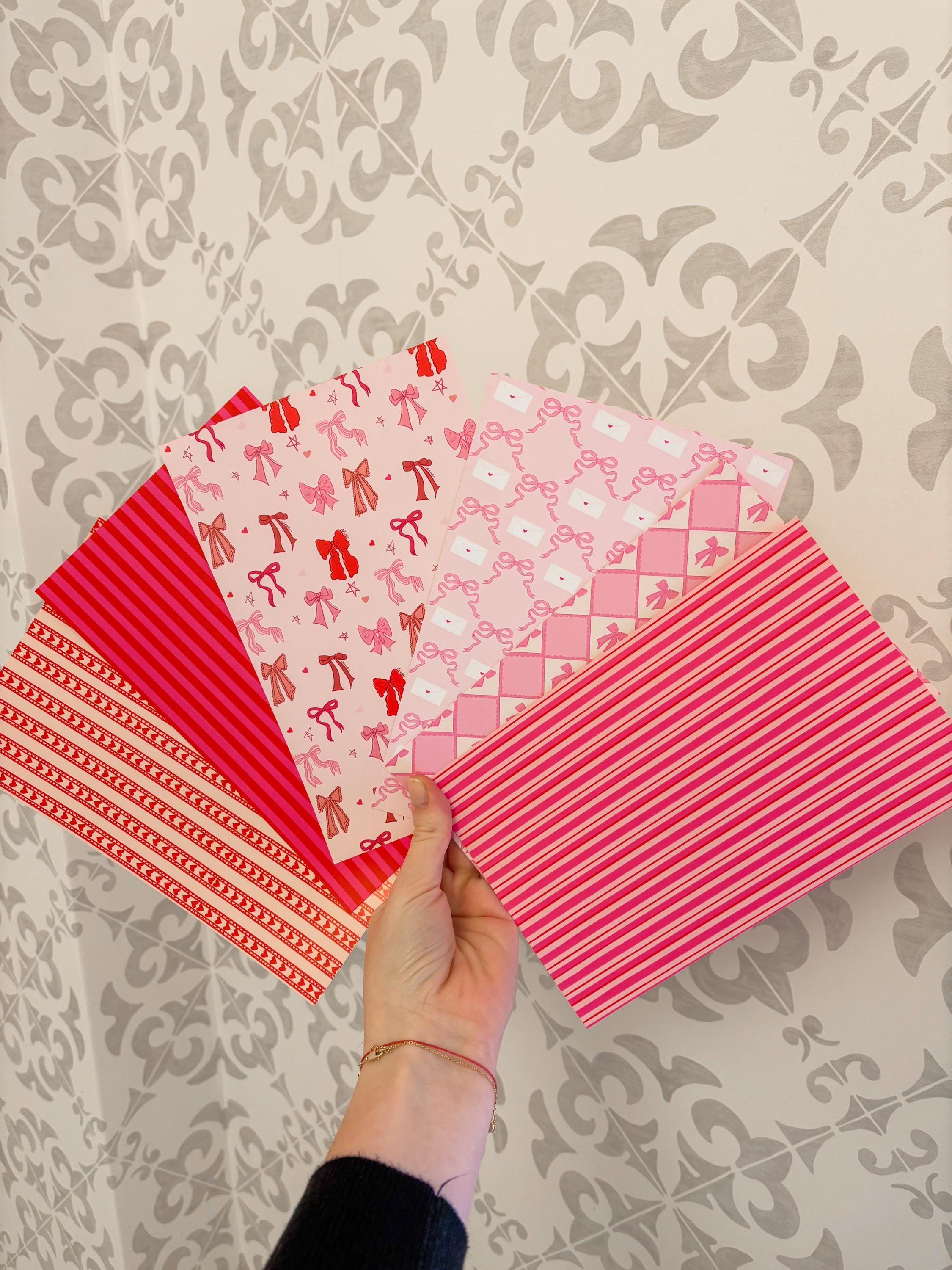 Journal Pattern Notebook 6 Pages -Scrapbooking,Journaling,Junk Journal,Vibrant Aesthetics Graphic Pattern,Scrapbook Paper,Pink,Red,Valentine