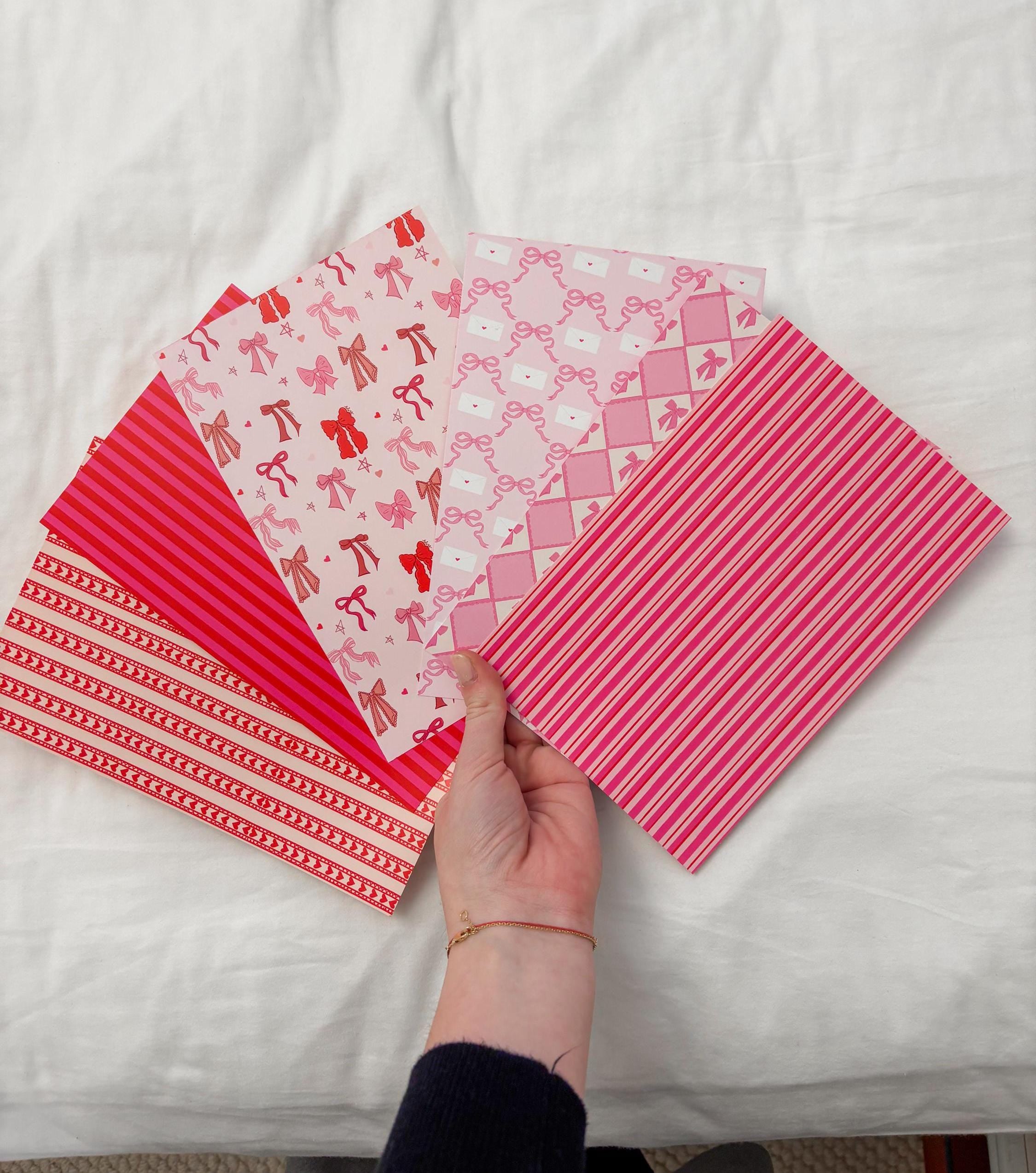 Journal Pattern Notebook 6 Pages -Scrapbooking,Journaling,Junk Journal,Vibrant Aesthetics Graphic Pattern,Scrapbook Paper,Pink,Red,Valentine