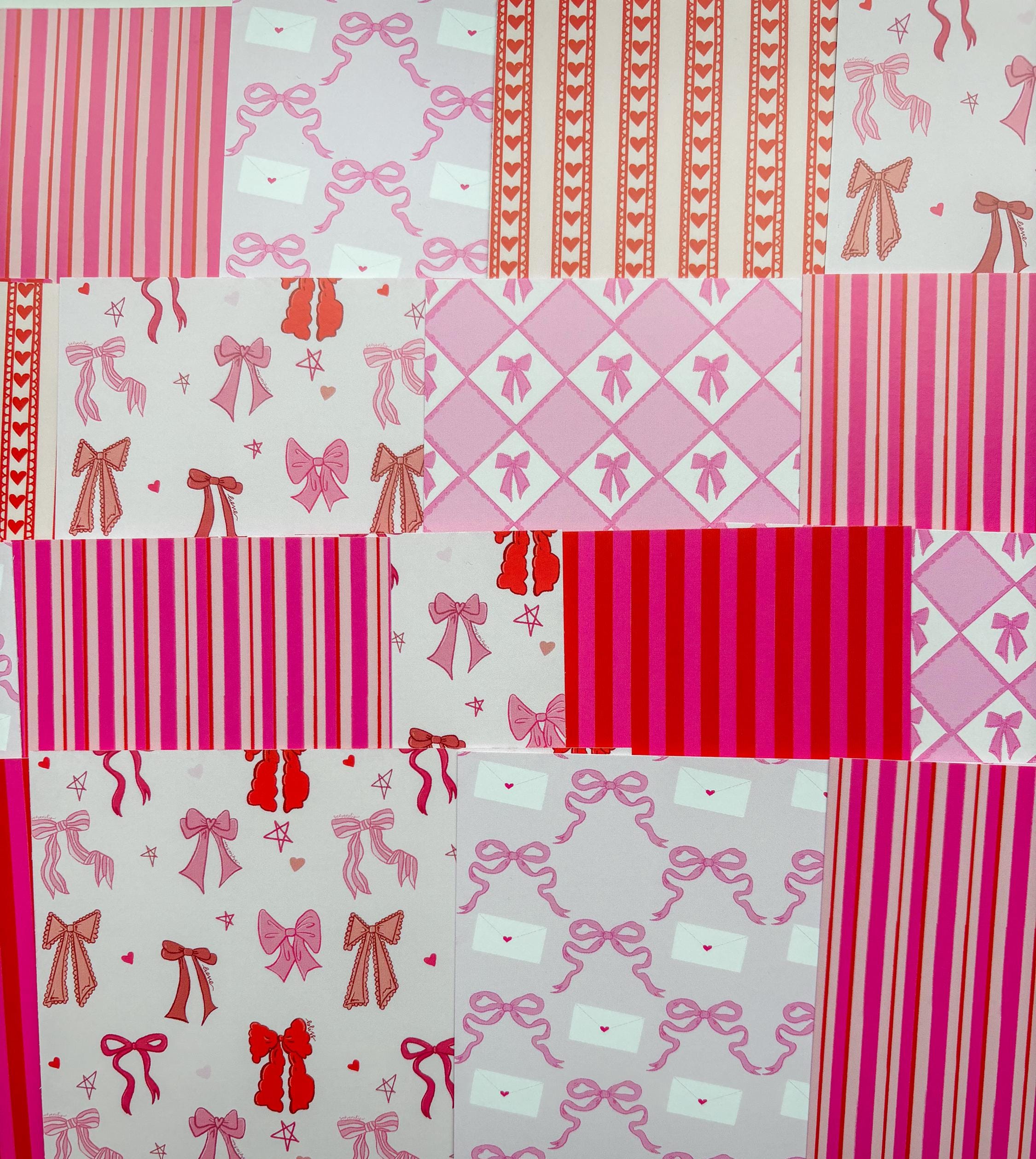 Journal Pattern Notebook 6 Pages -Scrapbooking,Journaling,Junk Journal,Vibrant Aesthetics Graphic Pattern,Scrapbook Paper,Pink,Red,Valentine