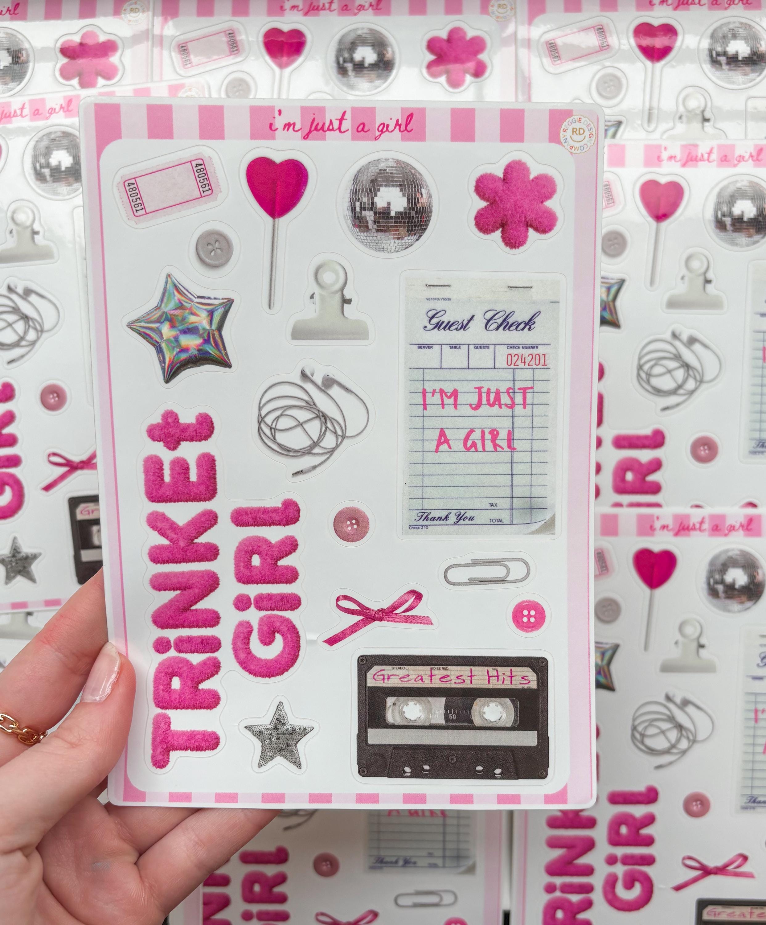 Trinket Junk Journal 5x7 Sticker Sheet,Scrapbook Stickers, Journal Cover Stickers,Kiss Cut Sticker , Junk Journal Supplies, Vinyl Stickers