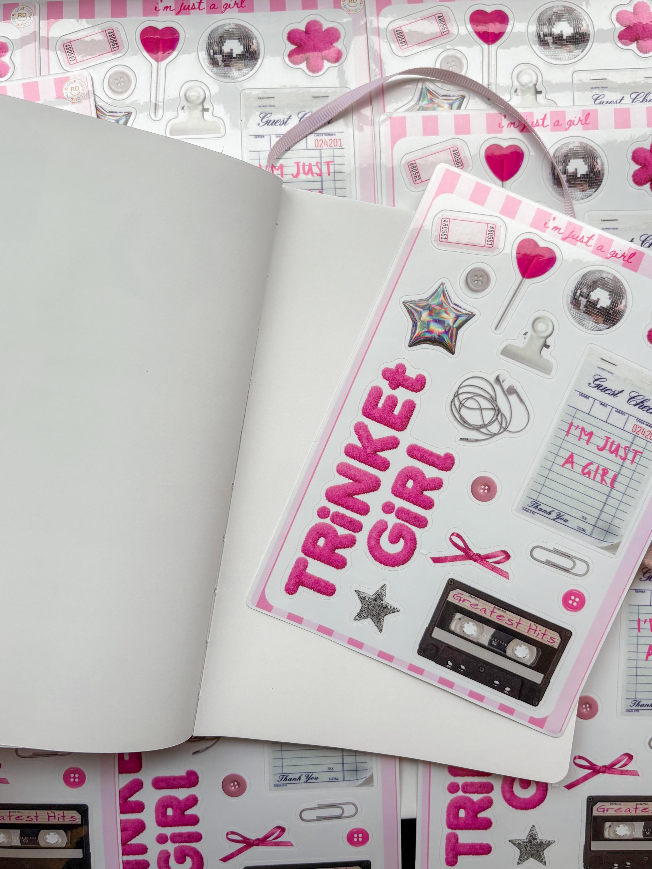 Trinket Junk Journal 5x7 Sticker Sheet,Scrapbook Stickers, Journal Cover Stickers,Kiss Cut Sticker , Junk Journal Supplies, Vinyl Stickers