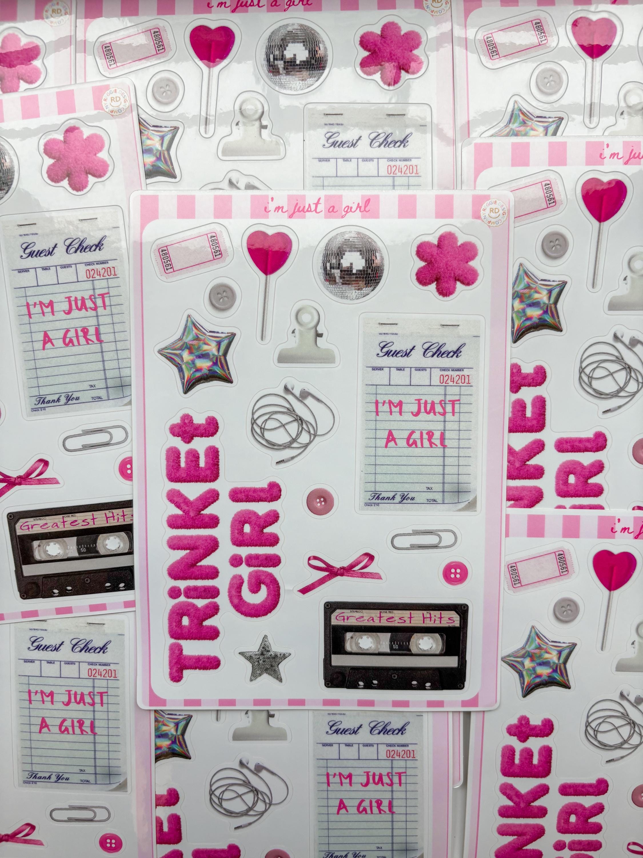 Trinket Junk Journal 5x7 Sticker Sheet,Scrapbook Stickers, Journal Cover Stickers,Kiss Cut Sticker , Junk Journal Supplies, Vinyl Stickers