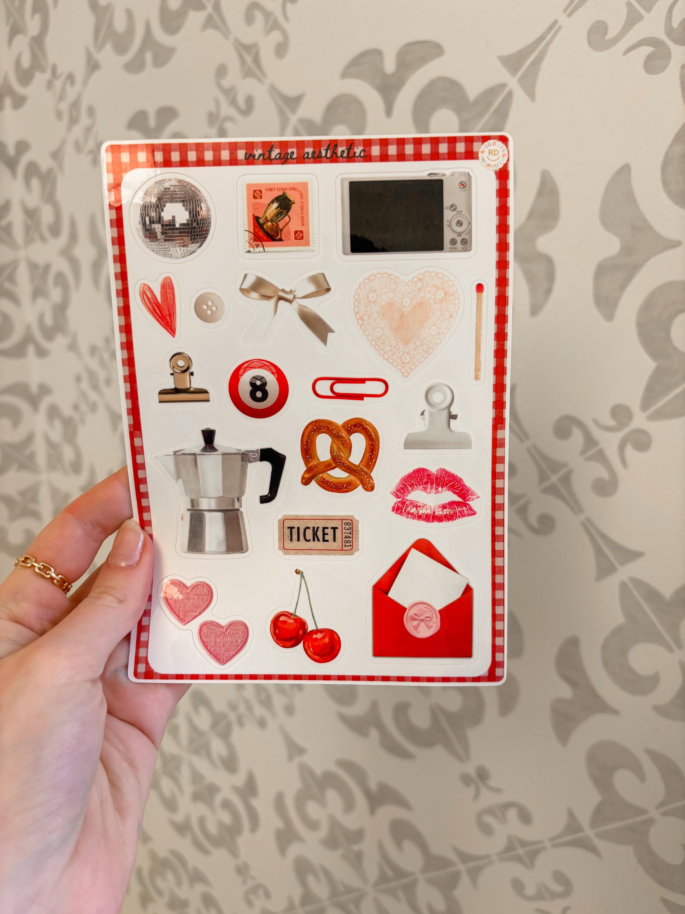 Vintage Junk Journal 5x7 Sticker Sheet,Scrapbook Stickers, Journal Cover Stickers,Kiss Cut Sticker , Junk Journal Supplies, Vinyl Stickers