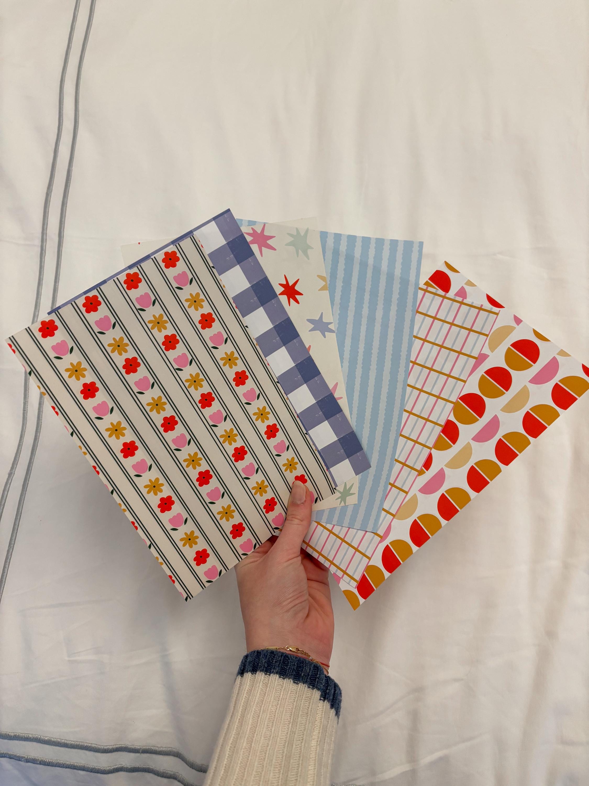 Journal Pattern Notebook 6 Pages -Scrapbooking,Journaling,Junk Journal,Pastel Aesthetics Graphic Pattern,Scrapbook Paper,Blue,Pink,Spring