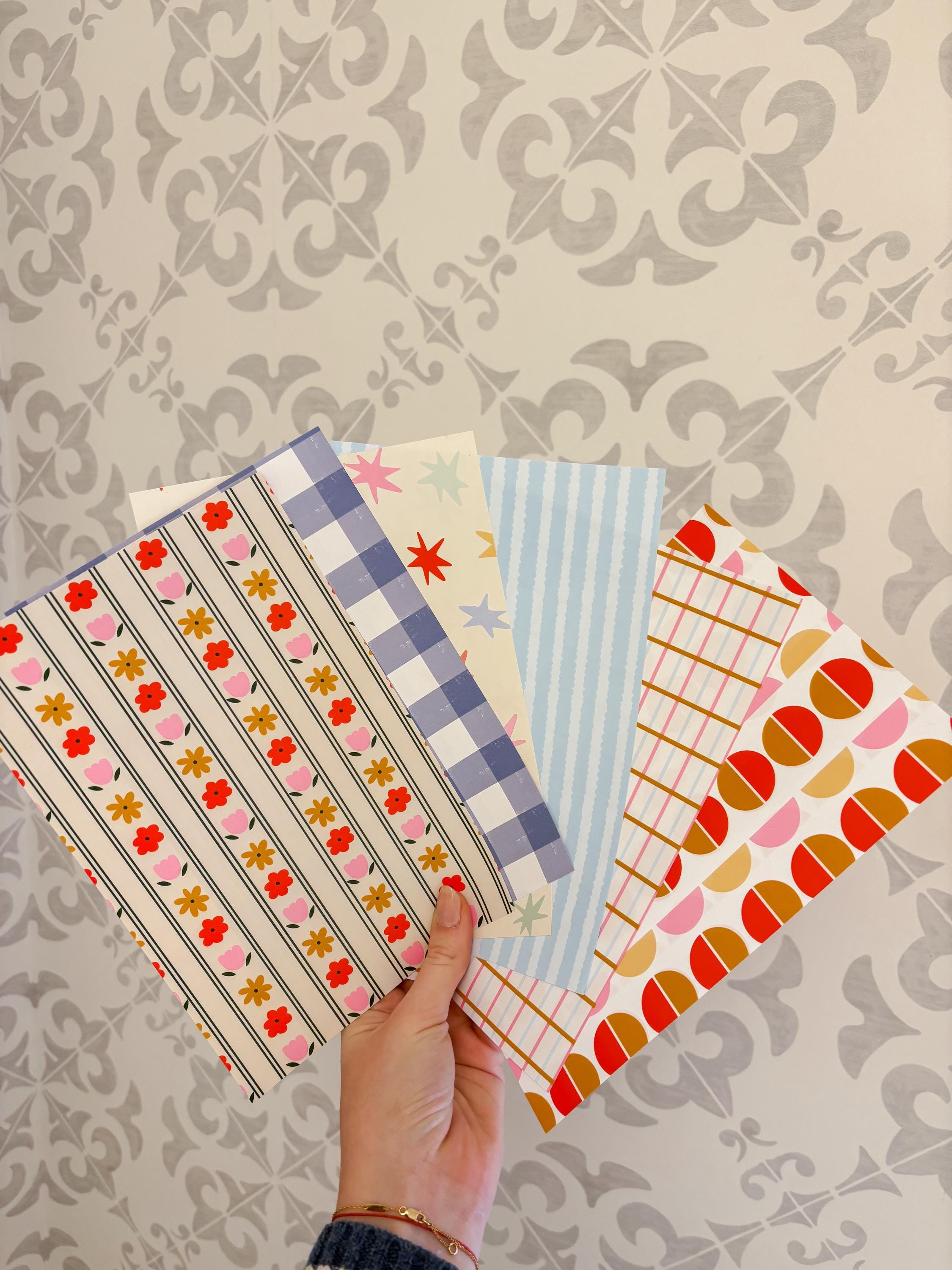 Journal Pattern Notebook 6 Pages -Scrapbooking,Journaling,Junk Journal,Pastel Aesthetics Graphic Pattern,Scrapbook Paper,Blue,Pink,Spring