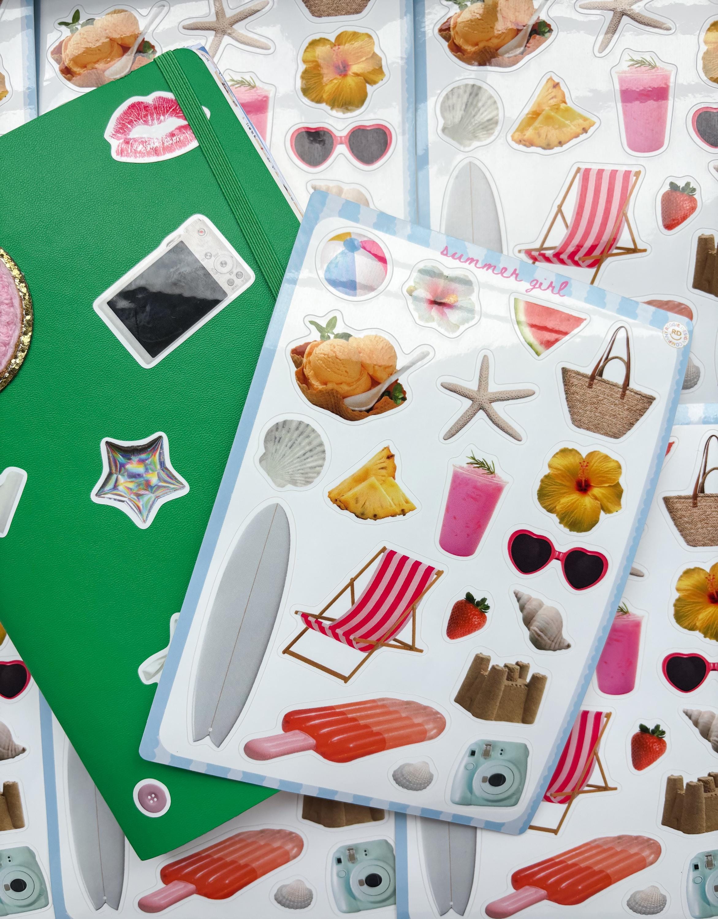 Summer Junk Journal 5x7 Sticker Sheet,Scrapbook Stickers, Journal Cover Stickers,Kiss Cut Sticker , Junk Journal Supplies, Vinyl Stickers