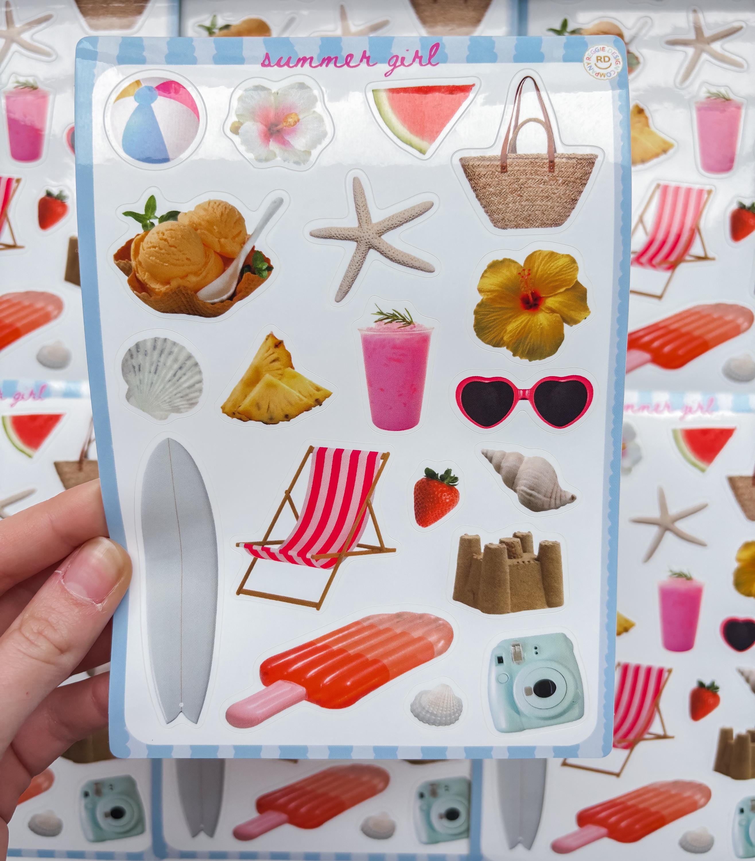 Summer Junk Journal 5x7 Sticker Sheet,Scrapbook Stickers, Journal Cover Stickers,Kiss Cut Sticker , Junk Journal Supplies, Vinyl Stickers