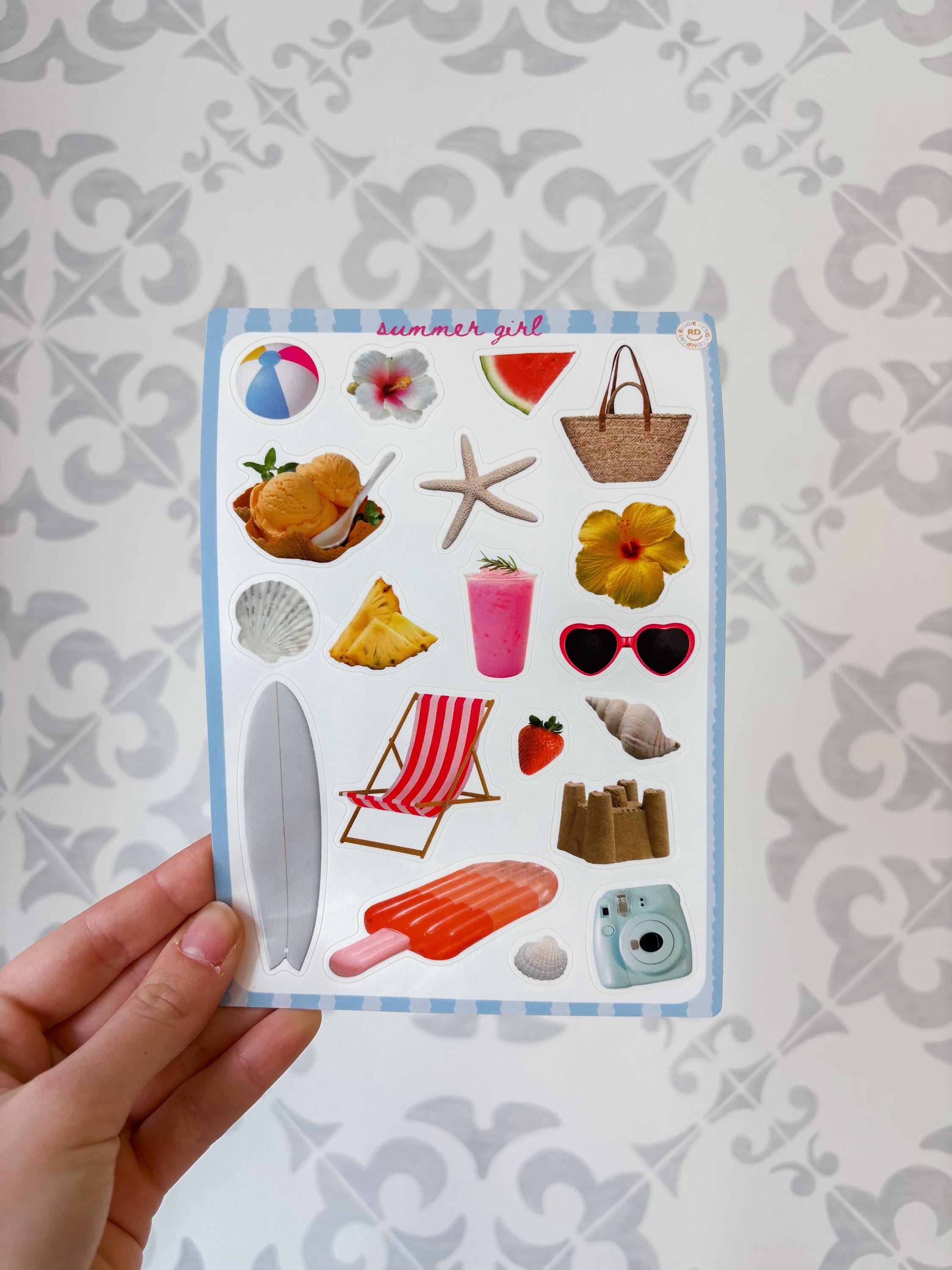 Summer Junk Journal 5x7 Sticker Sheet,Scrapbook Stickers, Journal Cover Stickers,Kiss Cut Sticker , Junk Journal Supplies, Vinyl Stickers