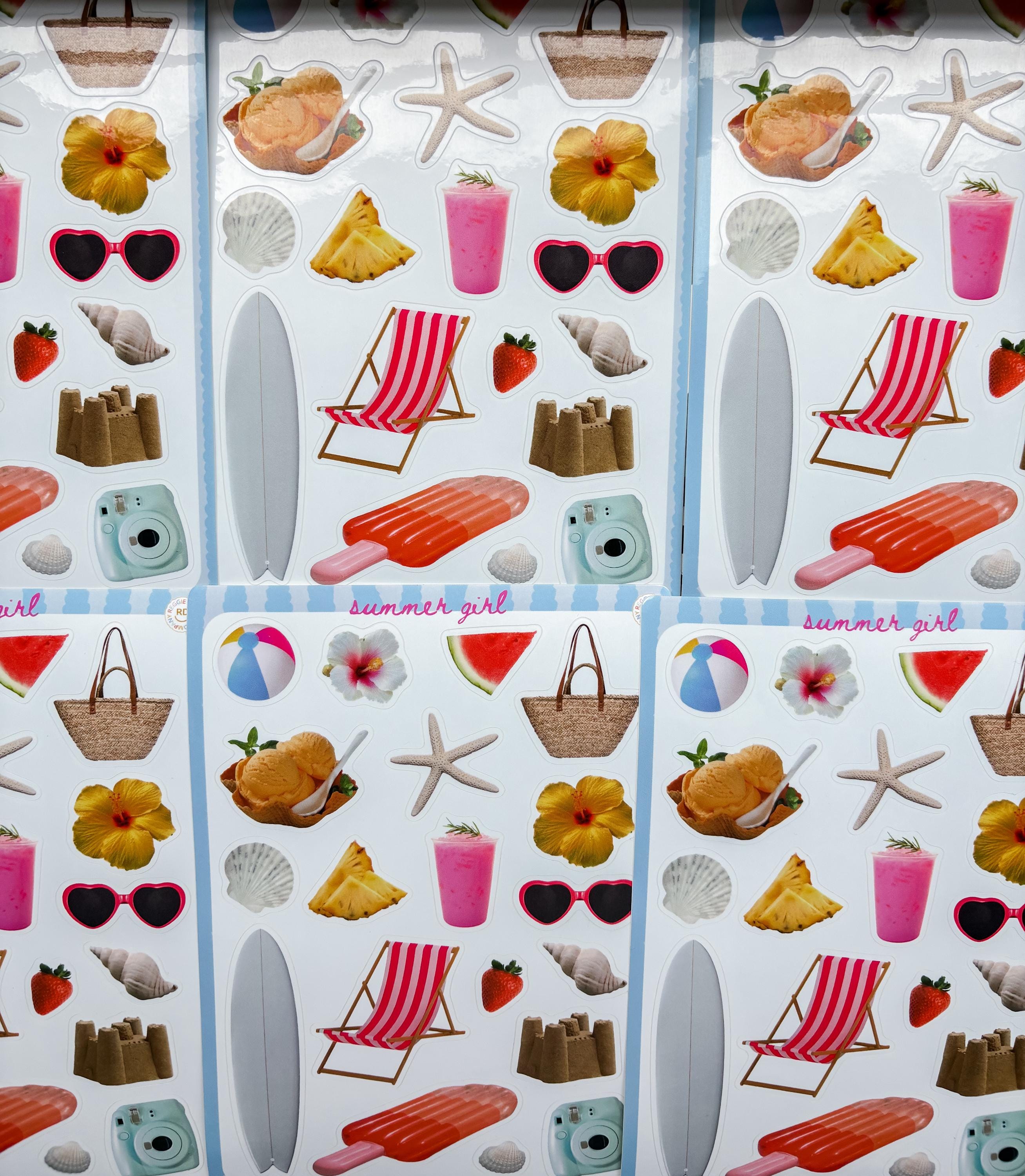 Summer Junk Journal 5x7 Sticker Sheet,Scrapbook Stickers, Journal Cover Stickers,Kiss Cut Sticker , Junk Journal Supplies, Vinyl Stickers