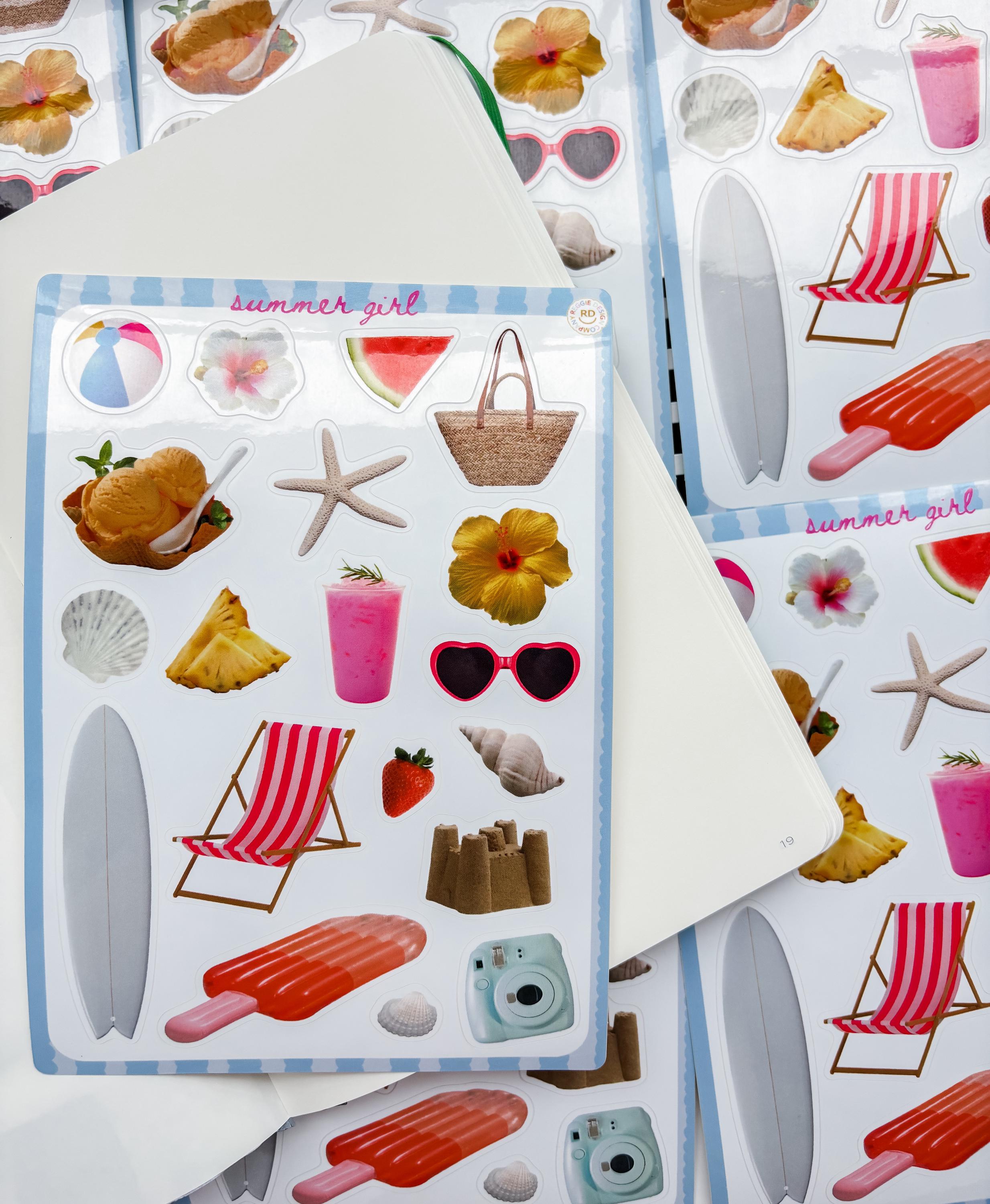 Summer Junk Journal 5x7 Sticker Sheet,Scrapbook Stickers, Journal Cover Stickers,Kiss Cut Sticker , Junk Journal Supplies, Vinyl Stickers