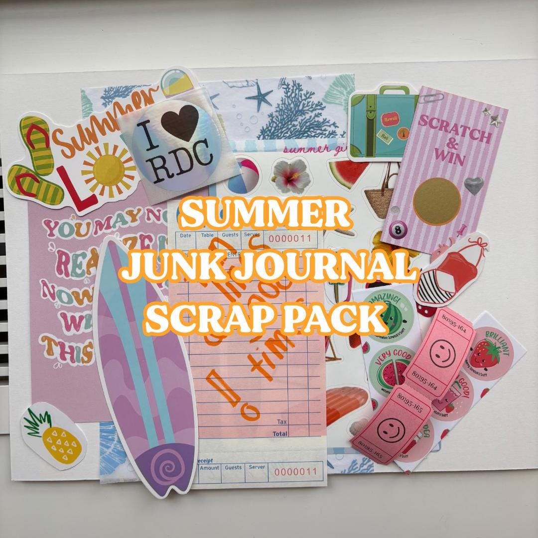 Summer Junk Journal Scrap Epherma Supply Kit - Mystery Assorted Ephemera Sticker Pack- Mixed Media- Aesthetic, trinket, sticker sheets