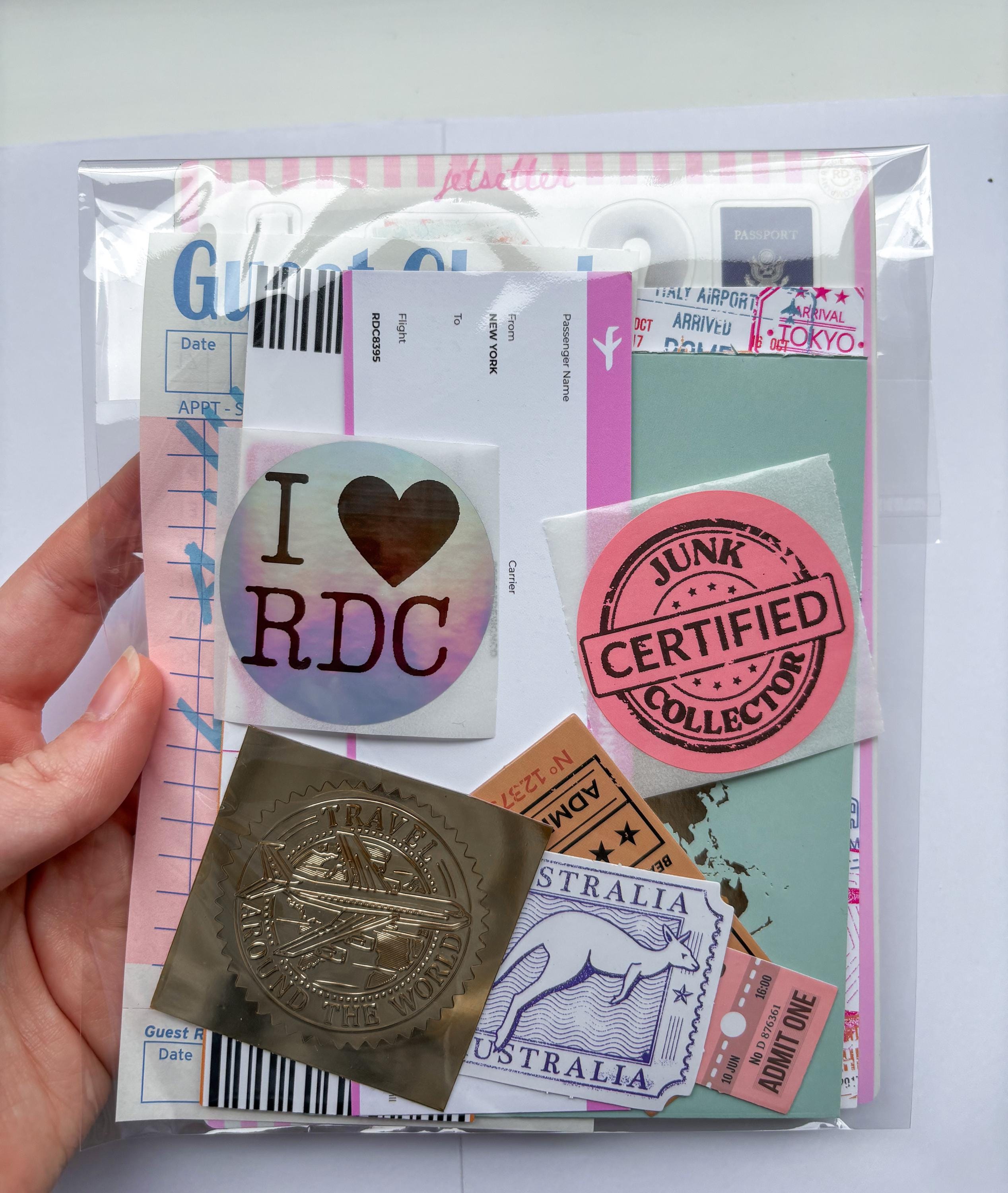 Travel Junk Journal Scrap Epherma Supply Kit - Mystery Assorted Ephemera Sticker Pack- Mixed Media- Aesthetic, trinket, sticker sheets