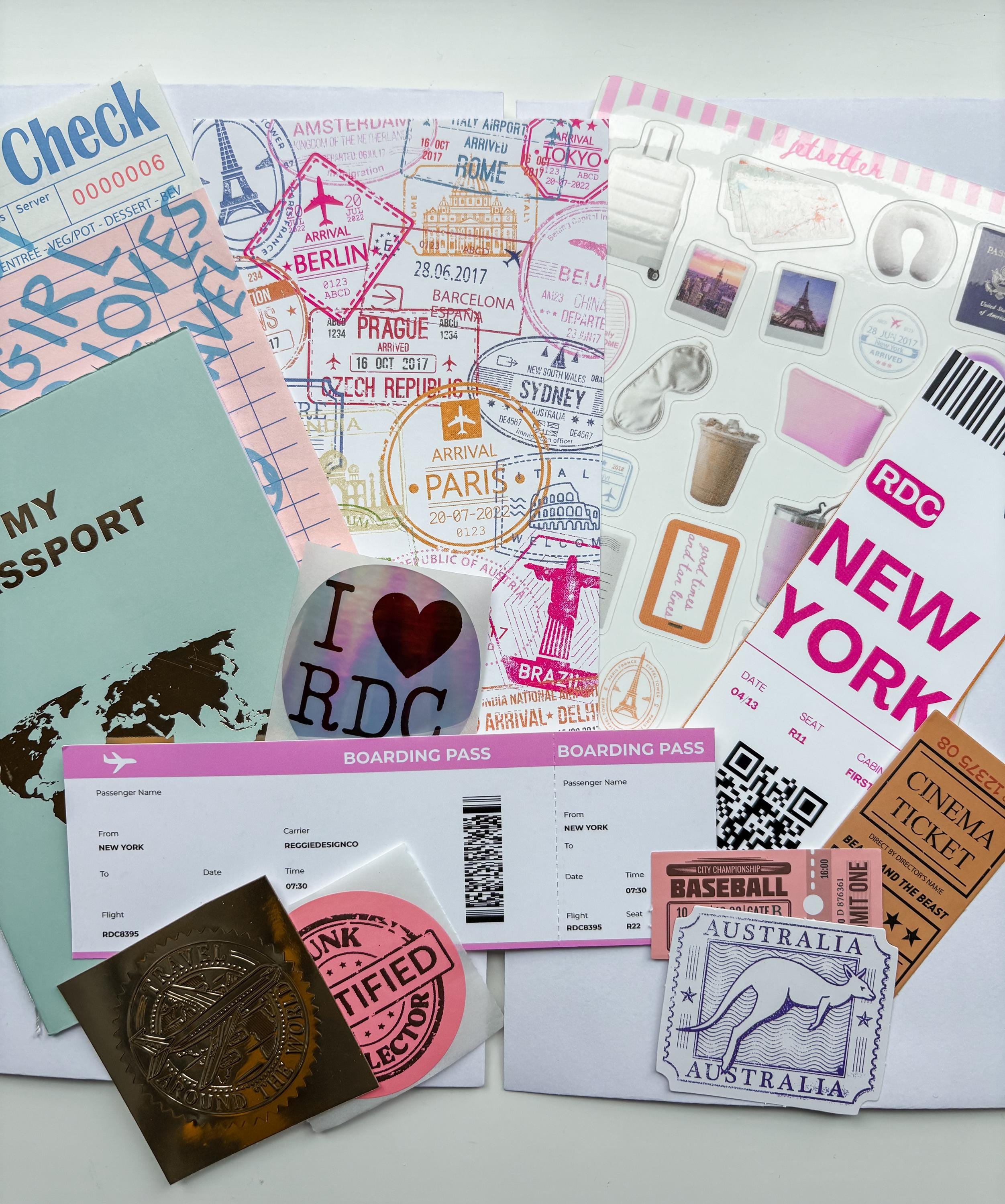 Travel Junk Journal Scrap Epherma Supply Kit - Mystery Assorted Ephemera Sticker Pack- Mixed Media- Aesthetic, trinket, sticker sheets