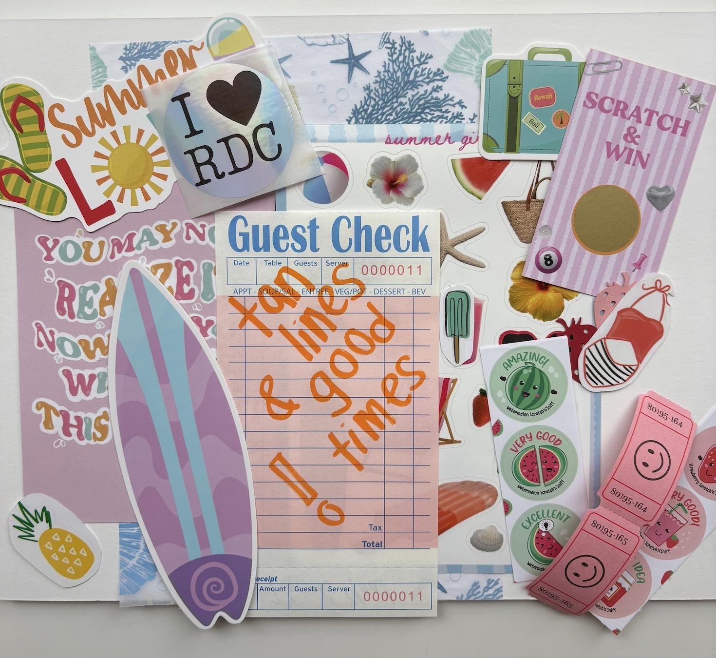 Summer Junk Journal Scrap Epherma Supply Kit - Mystery Assorted Ephemera Sticker Pack- Mixed Media- Aesthetic, trinket, sticker sheets