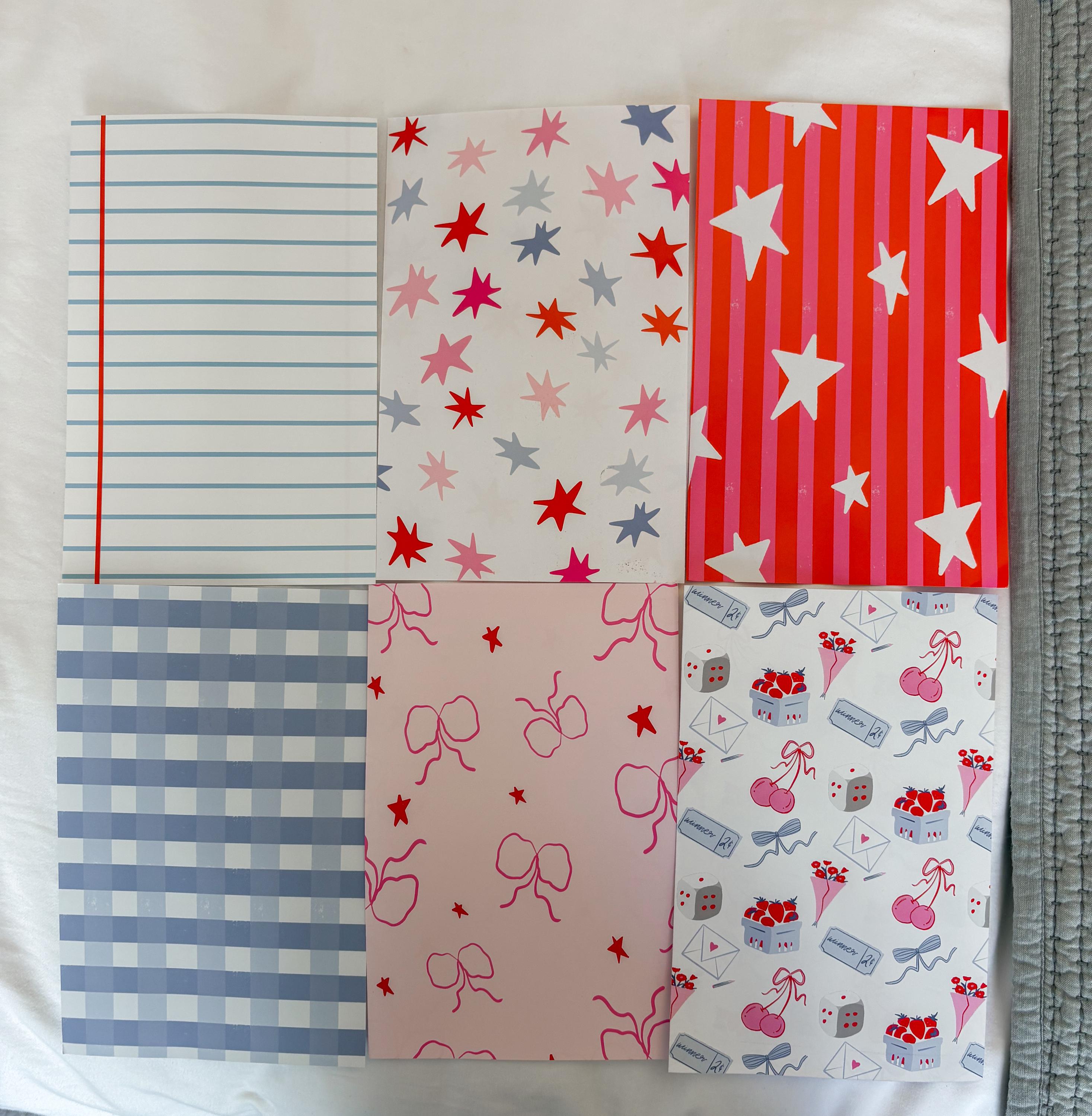 Journal Pattern Notebook 6 Pages -Scrapbooking,Journaling,Junk Journal,Pastel Aesthetics Graphic Pattern,Scrapbook Paper,Blue,Pink,red