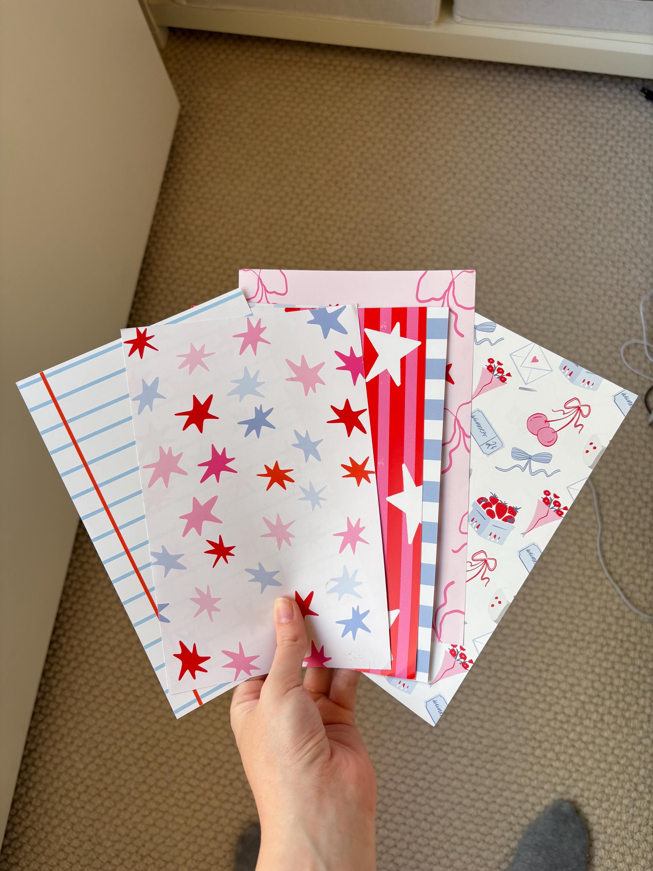 Journal Pattern Notebook 6 Pages -Scrapbooking,Journaling,Junk Journal,Pastel Aesthetics Graphic Pattern,Scrapbook Paper,Blue,Pink,red