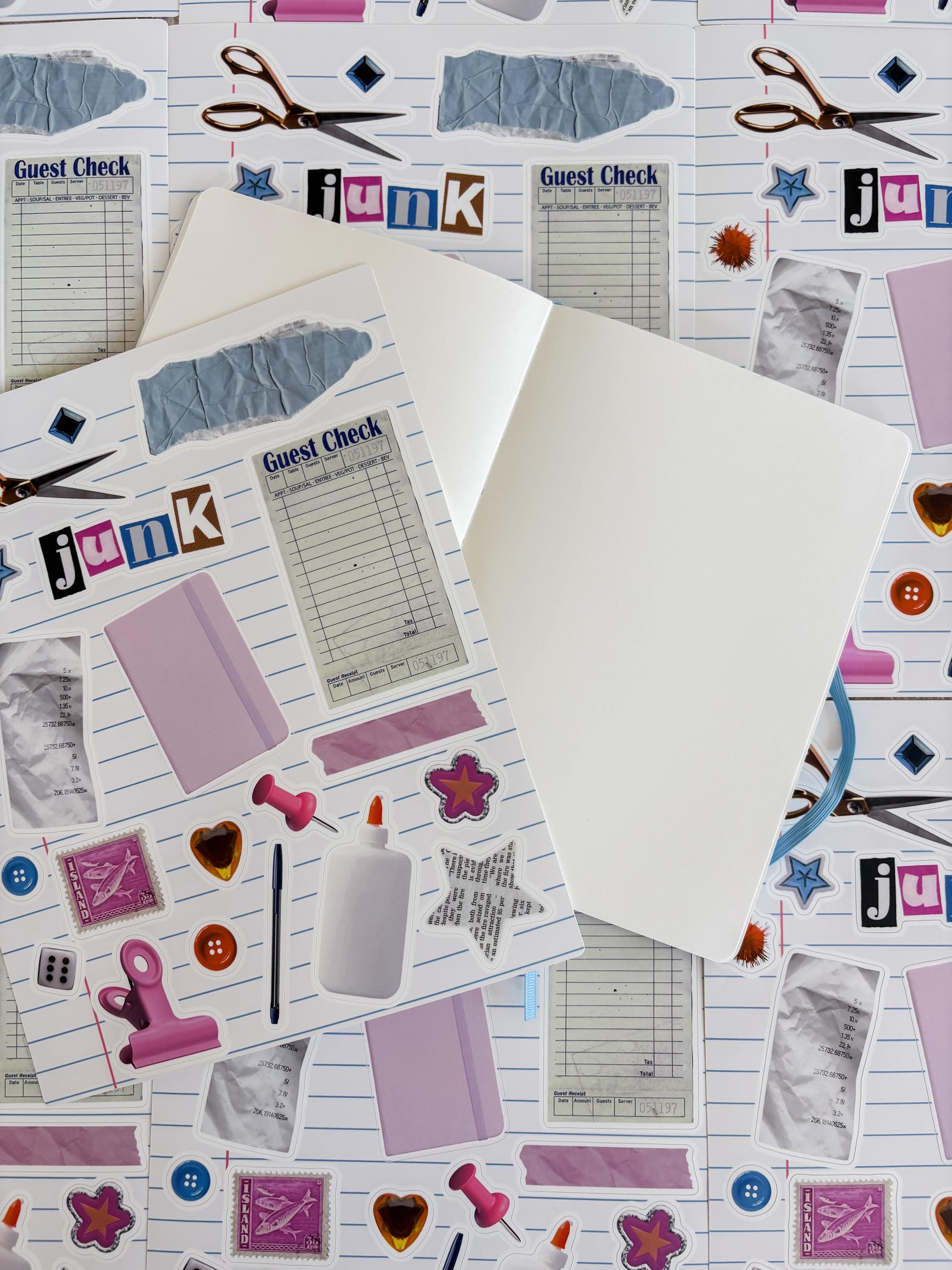Junk Journal 8x10 Sticker Sheet,Scrapbook Stickers, Journal Cover Stickers,Kiss Cut Sticker , Junk Journal Supplies, Vinyl Stickers