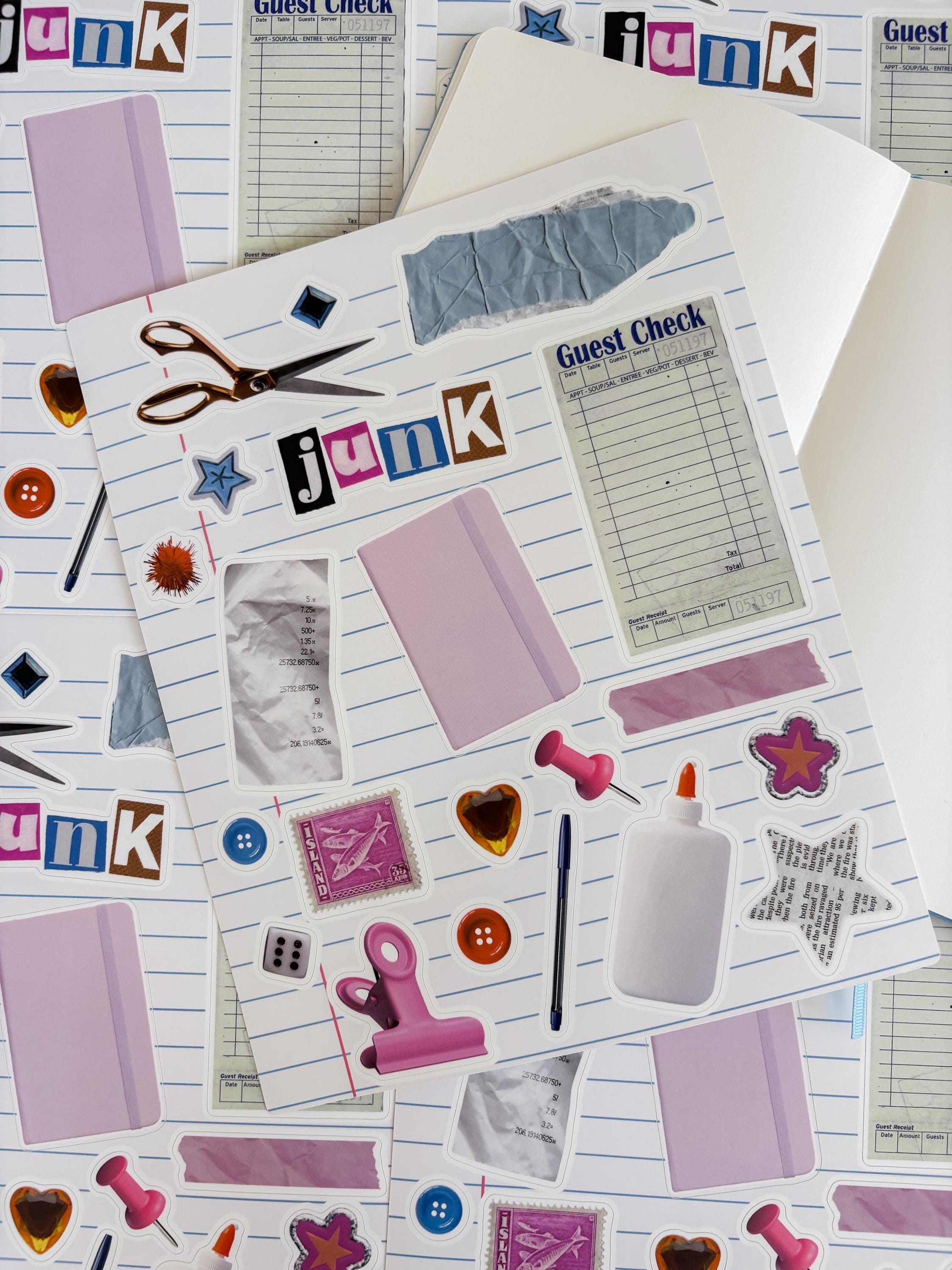 Junk Journal 8x10 Sticker Sheet,Scrapbook Stickers, Journal Cover Stickers,Kiss Cut Sticker , Junk Journal Supplies, Vinyl Stickers