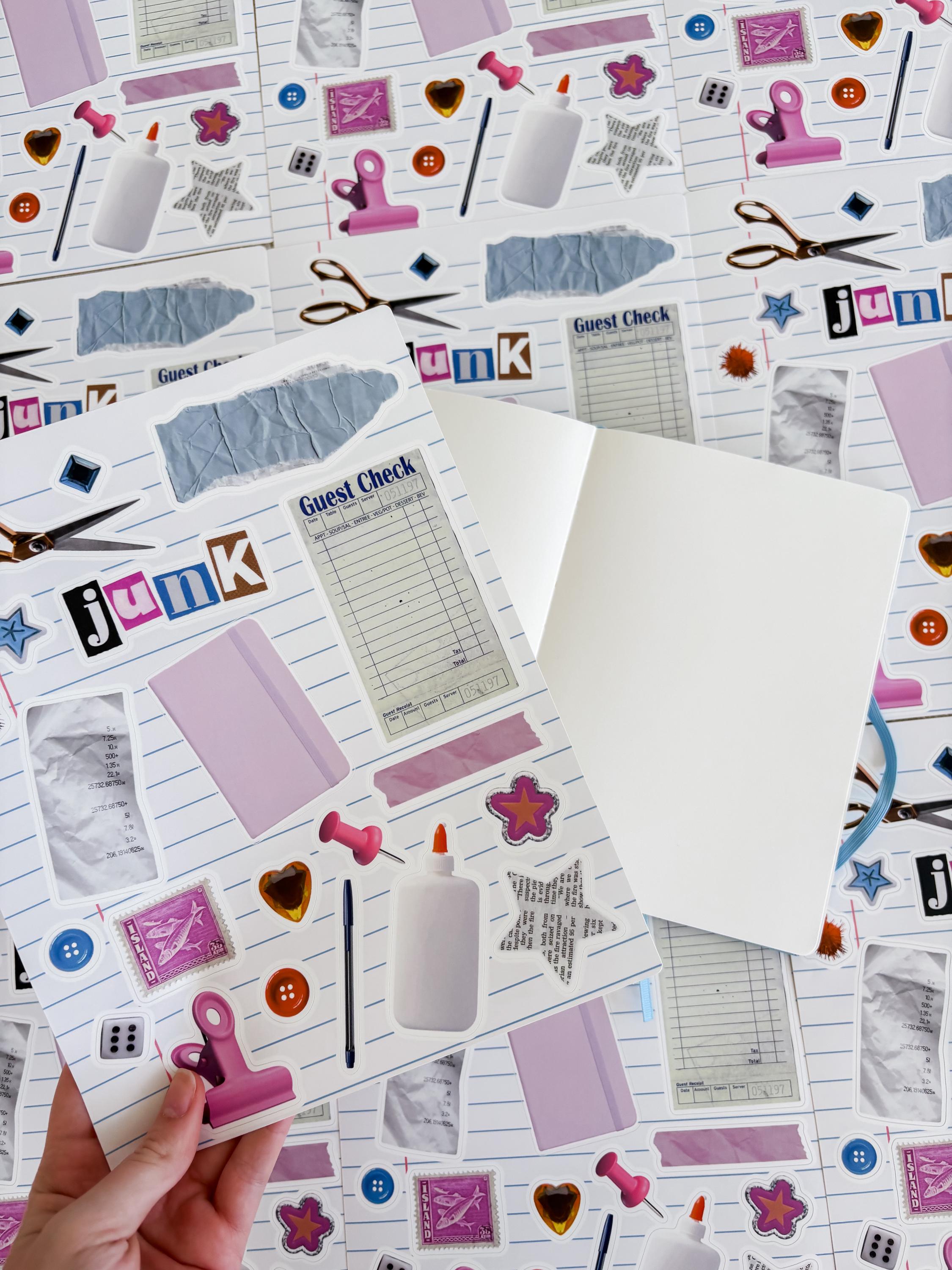 Junk Journal 8x10 Sticker Sheet,Scrapbook Stickers, Journal Cover Stickers,Kiss Cut Sticker , Junk Journal Supplies, Vinyl Stickers