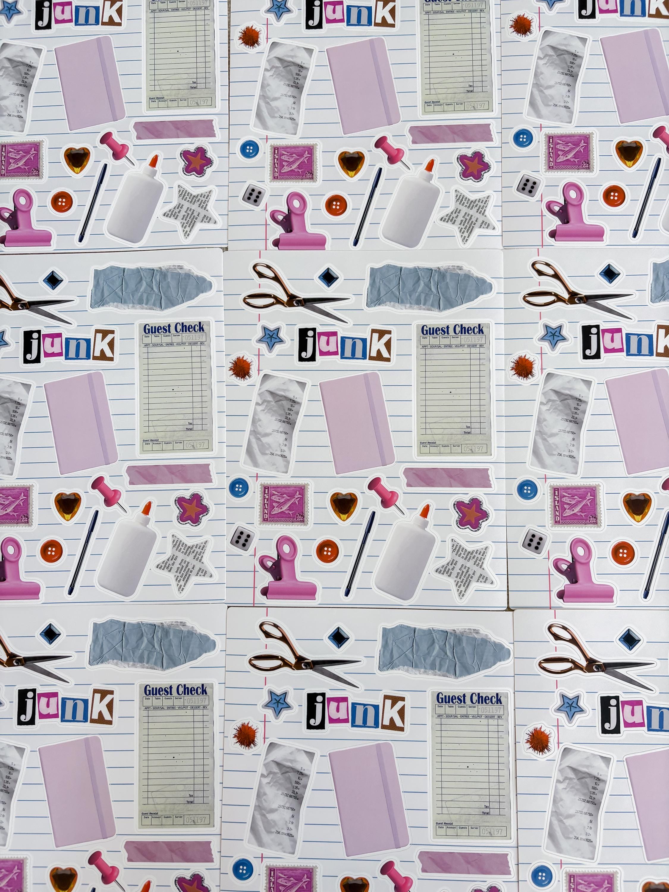 Junk Journal 8x10 Sticker Sheet,Scrapbook Stickers, Journal Cover Stickers,Kiss Cut Sticker , Junk Journal Supplies, Vinyl Stickers