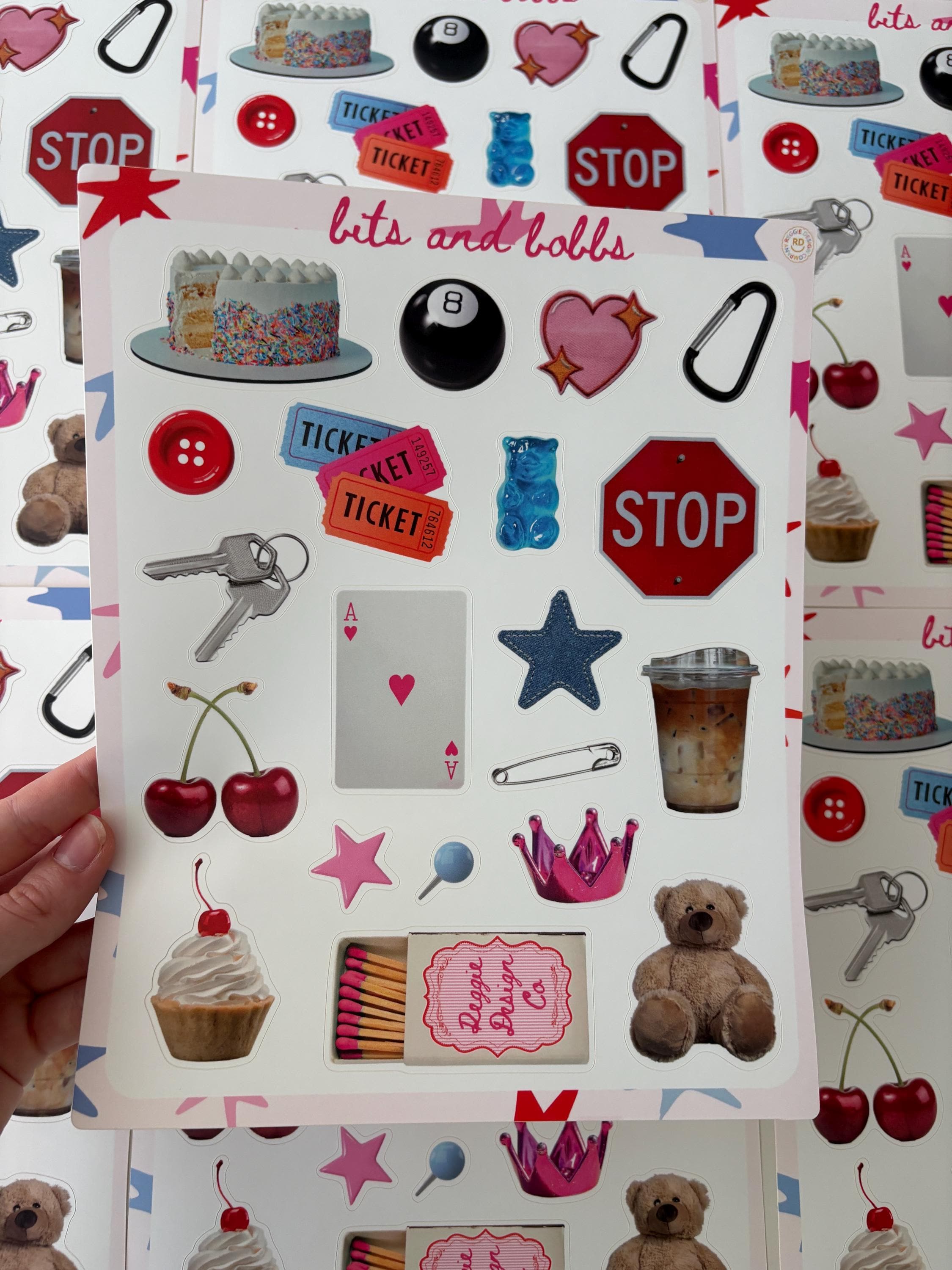 Bits and Bobbs 8x10 Sticker Sheet,Scrapbook Stickers, Journal Cover Stickers,Kiss Cut Sticker , Junk Journal Supplies, Vinyl Stickers