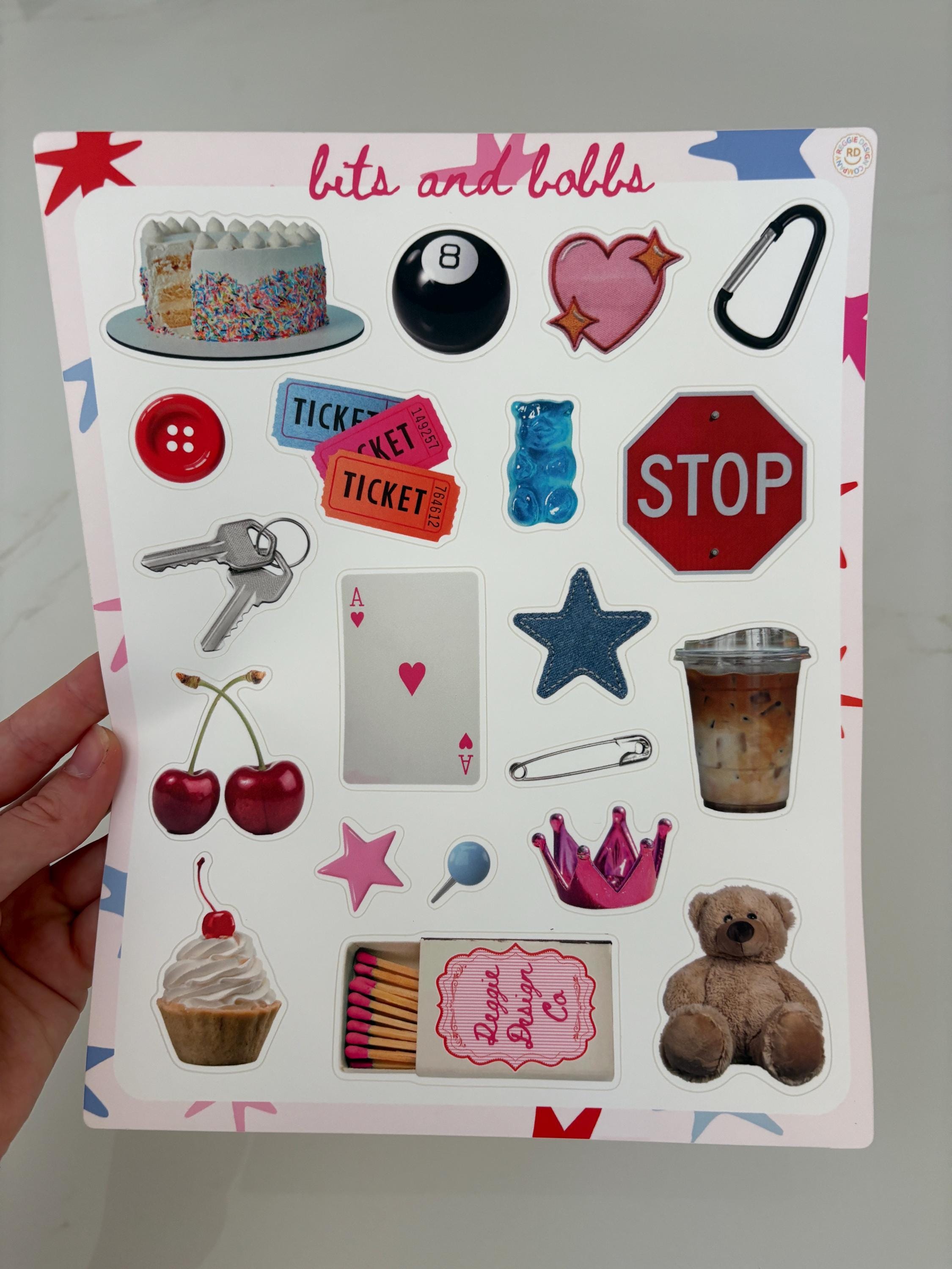 Bits and Bobbs 8x10 Sticker Sheet,Scrapbook Stickers, Journal Cover Stickers,Kiss Cut Sticker , Junk Journal Supplies, Vinyl Stickers