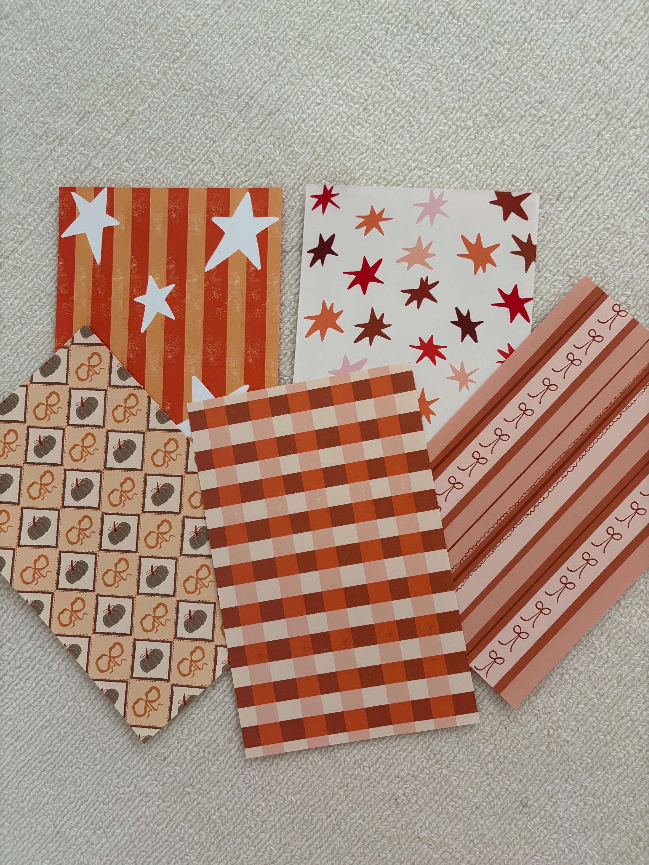 Fall Journal Pattern Notebook 5 Pages -Scrapbooking, Journaling, Junk Journal ,Autumn Aesthetics Graphic Pattern,Scrapbook Paper,Orange,red