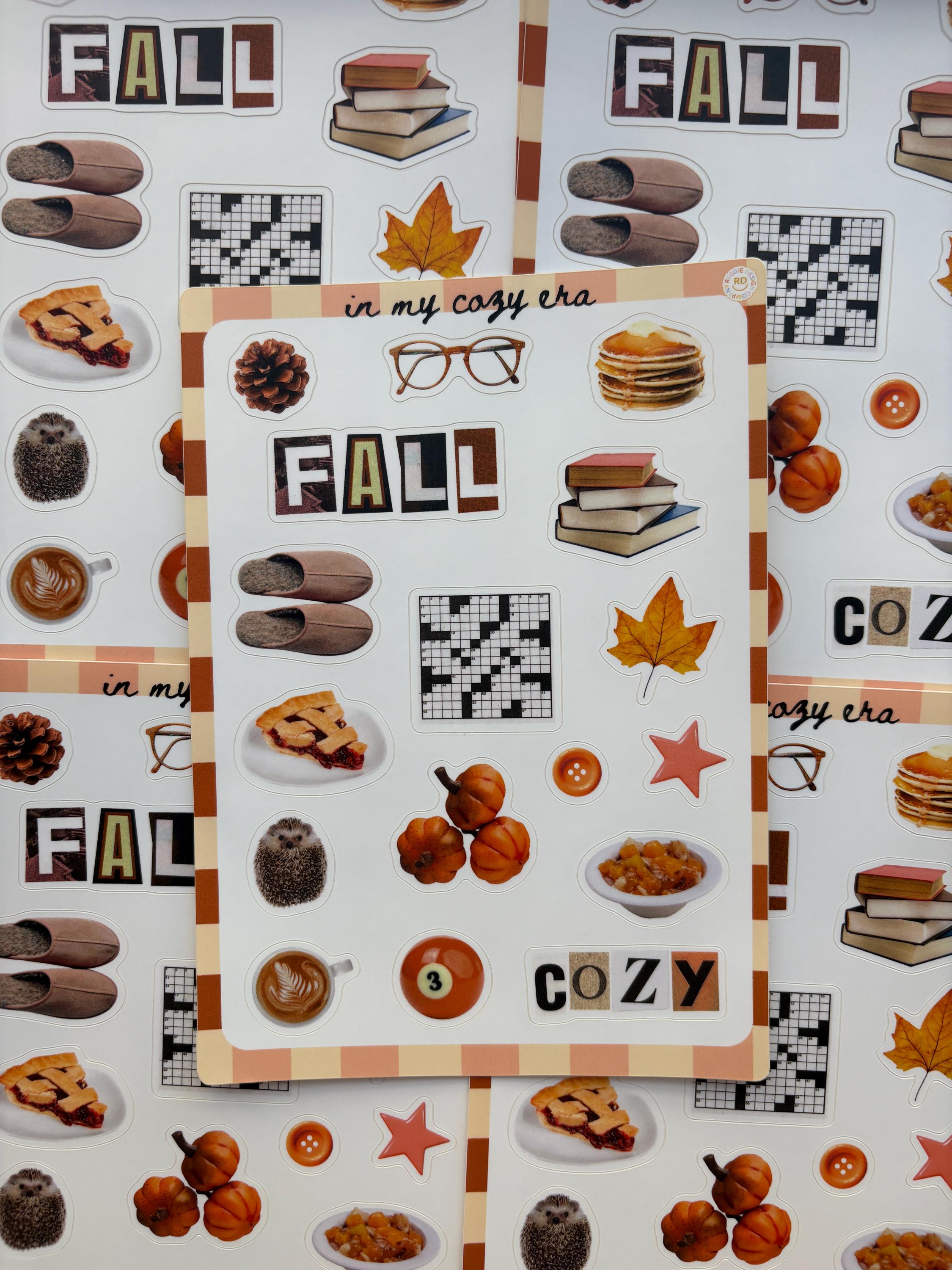 Fall Junk Journal 5x7 Sticker Sheet, Scrapbook Stickers, Journal Cover Stickers, Kiss Cut Sticker , Junk Journal Supplies, Vinyl Stickers