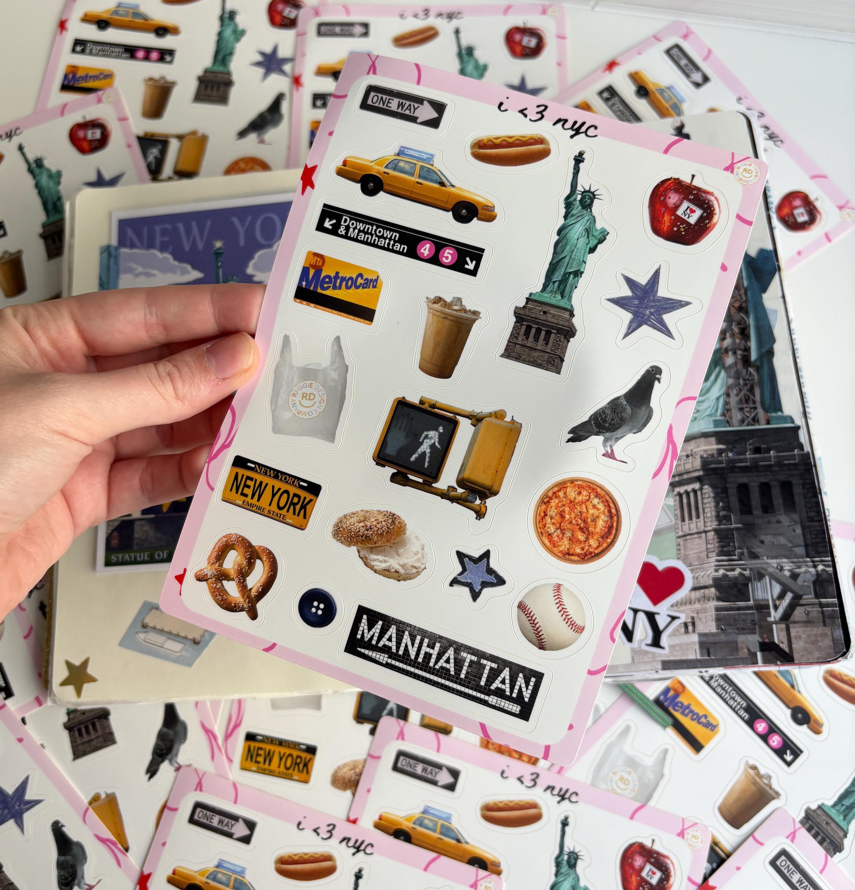 New York Junk Journal 5x7 Sticker Sheet, Scrapbook Stickers, Journal Cover Stickers, Junk Journal Supplies, Vinyl Stickers, NYC souvenir