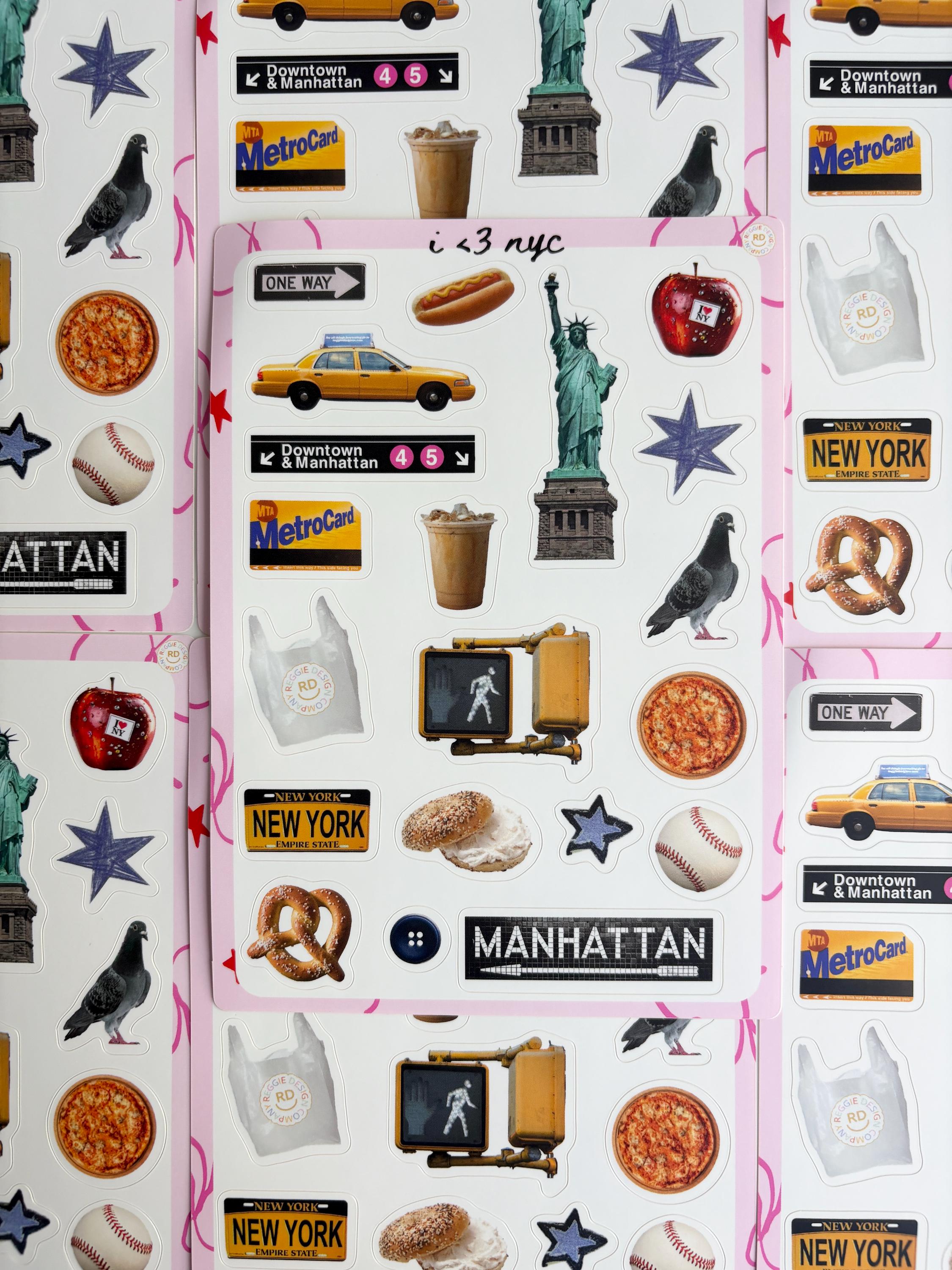 New York Junk Journal 5x7 Sticker Sheet, Scrapbook Stickers, Journal Cover Stickers, Junk Journal Supplies, Vinyl Stickers, NYC souvenir