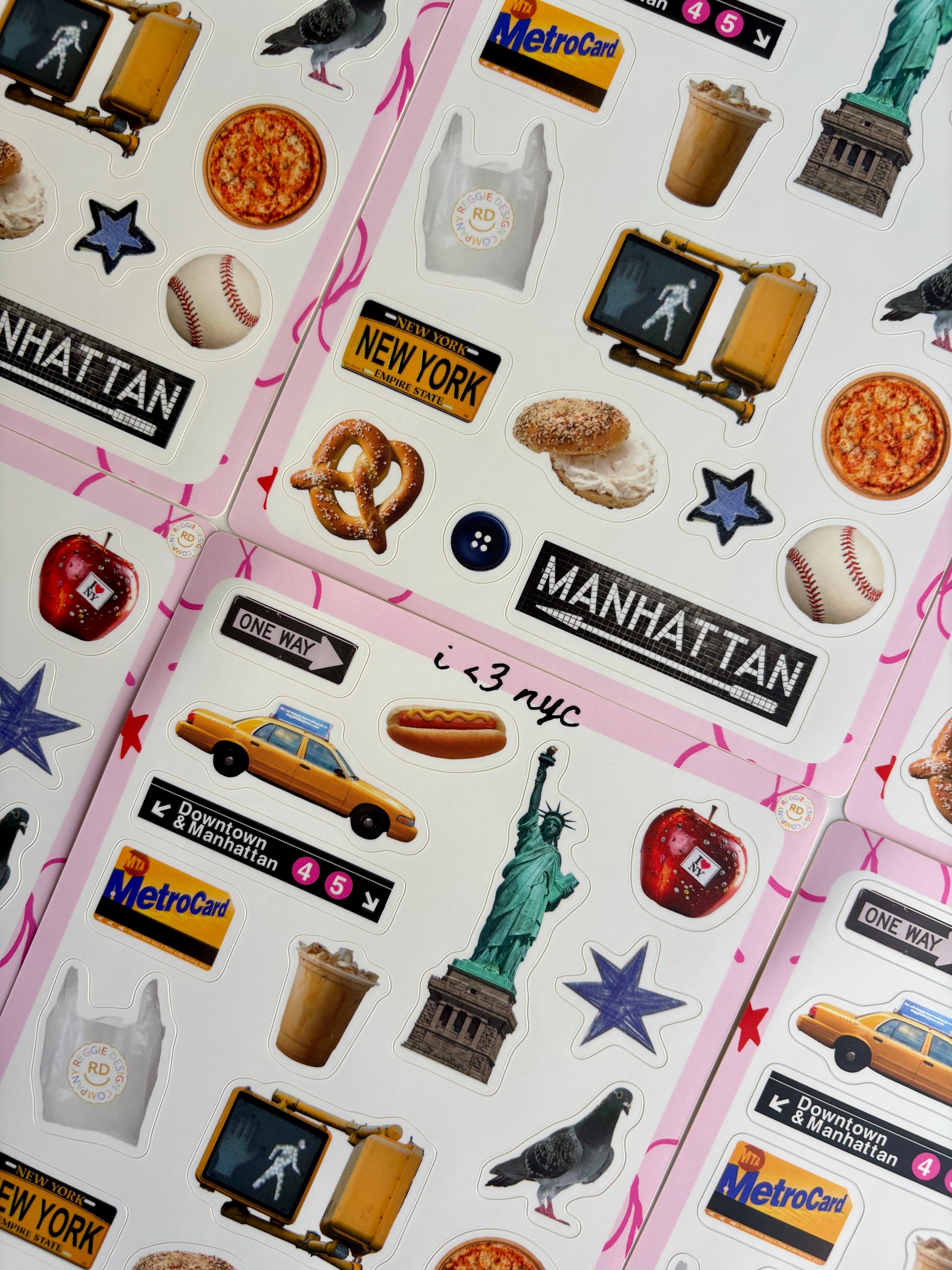 New York Junk Journal 5x7 Sticker Sheet, Scrapbook Stickers, Journal Cover Stickers, Junk Journal Supplies, Vinyl Stickers, NYC souvenir