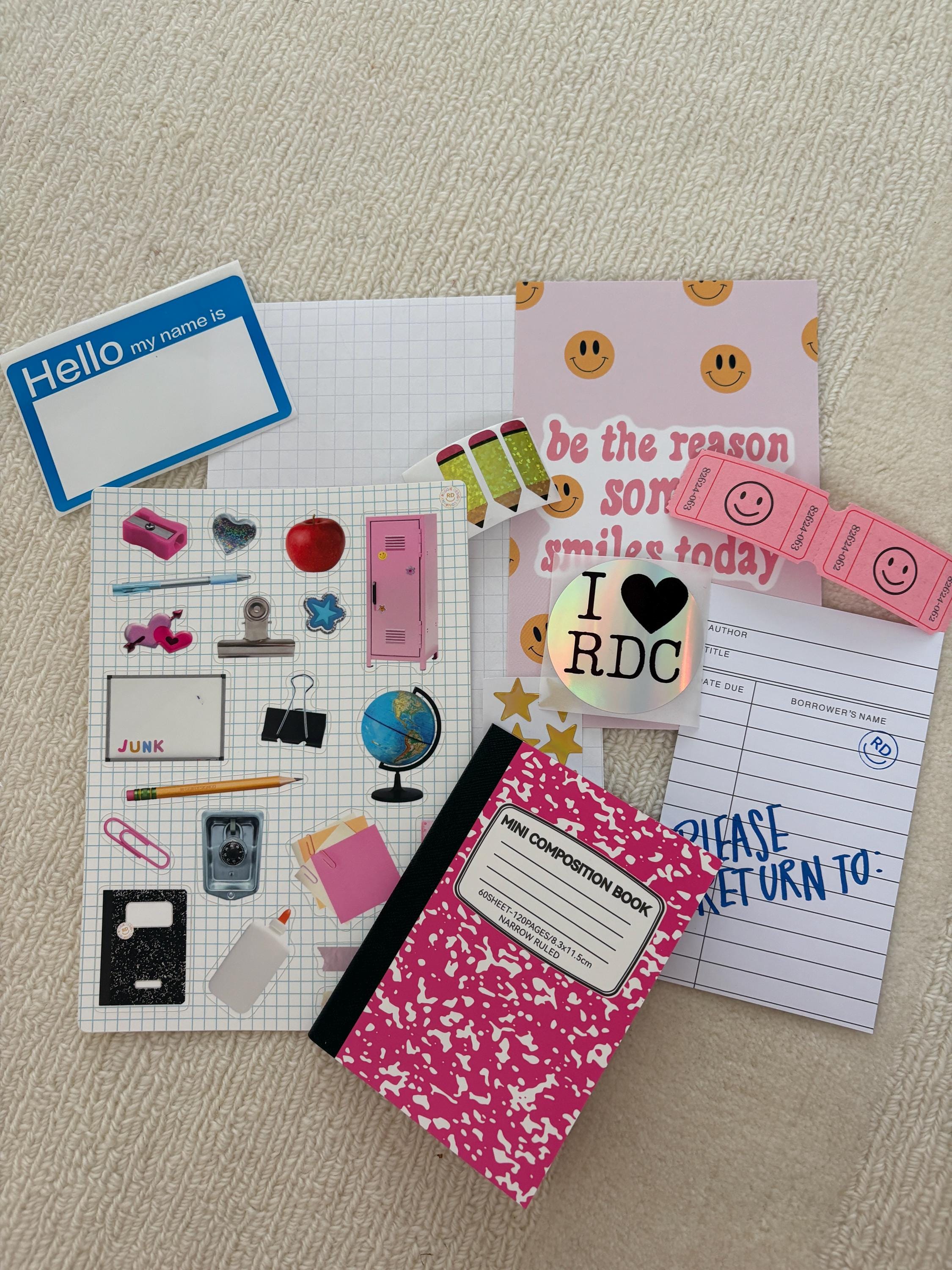 Back to School Junk Journal Scrap Epherma Supply Kit - Assorted Ephemera Sticker Pack- Mixed Media- Aesthetic, trinket, sticker sheets