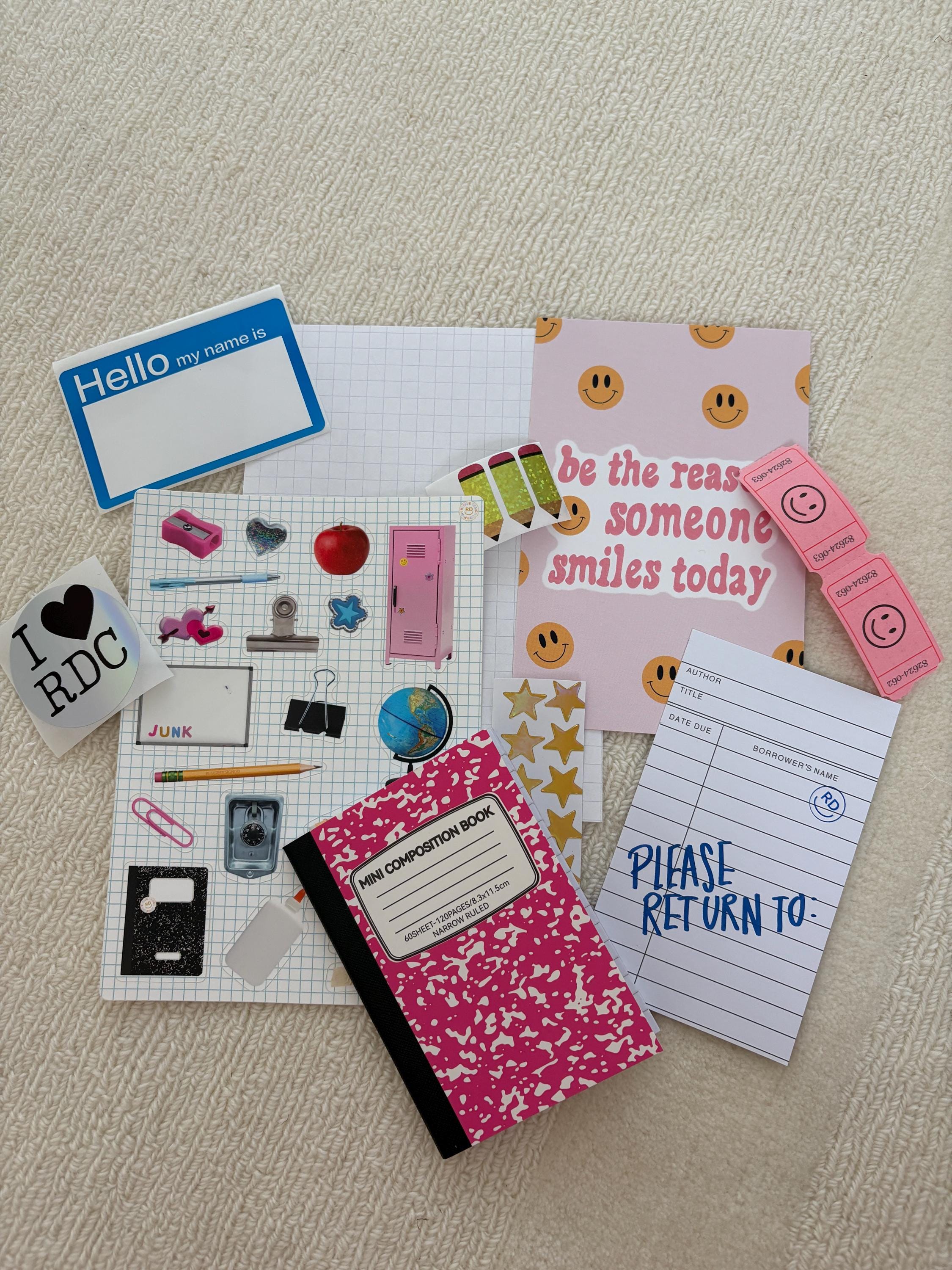 Back to School Junk Journal Scrap Epherma Supply Kit - Assorted Ephemera Sticker Pack- Mixed Media- Aesthetic, trinket, sticker sheets