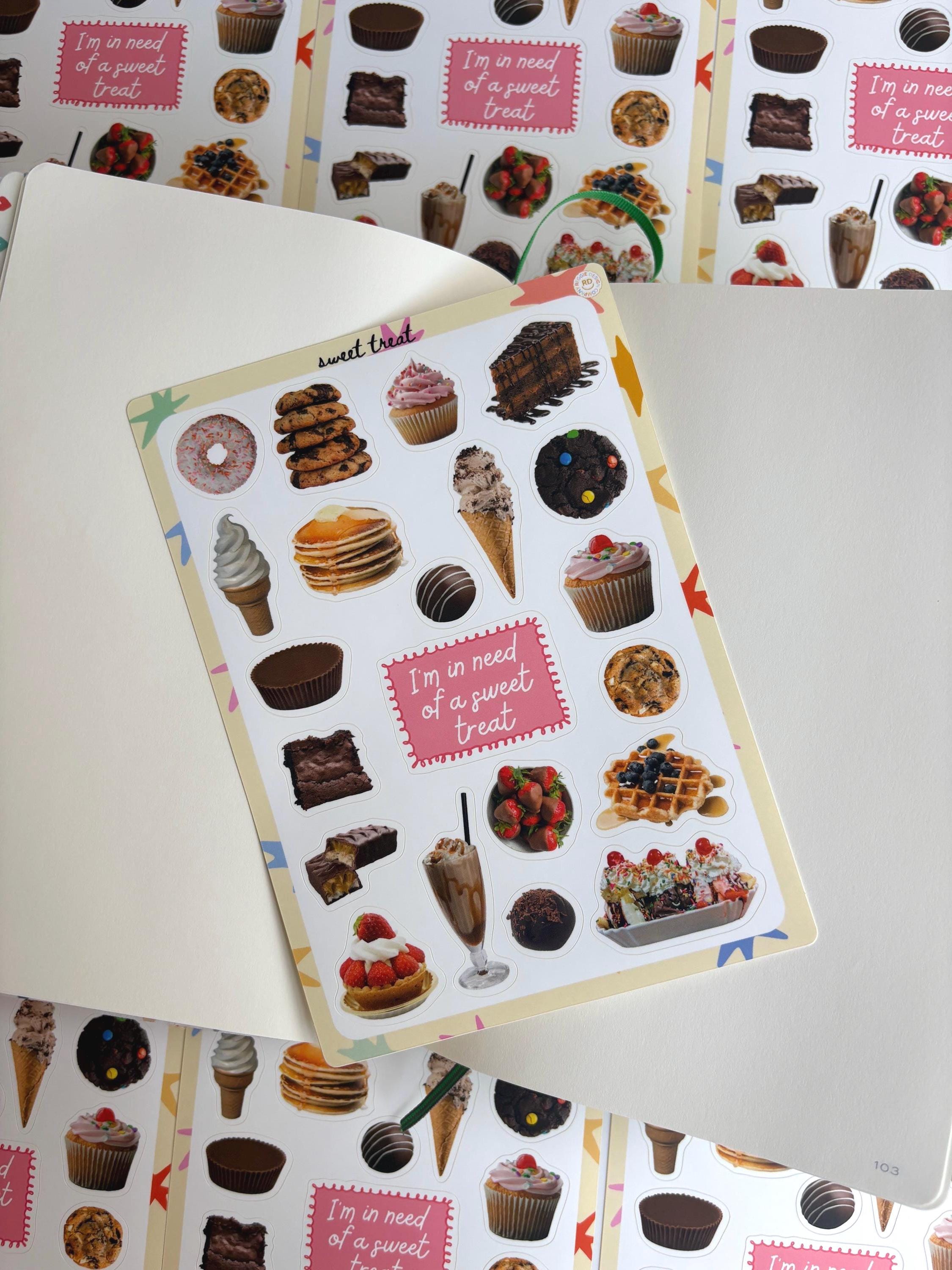 Sweet treat 5x7 Sticker Sheet,Scrapbook Stickers, Journal Cover Stickers,Kiss Cut Sticker , Junk Journal Supplies, Vinyl Stickers
