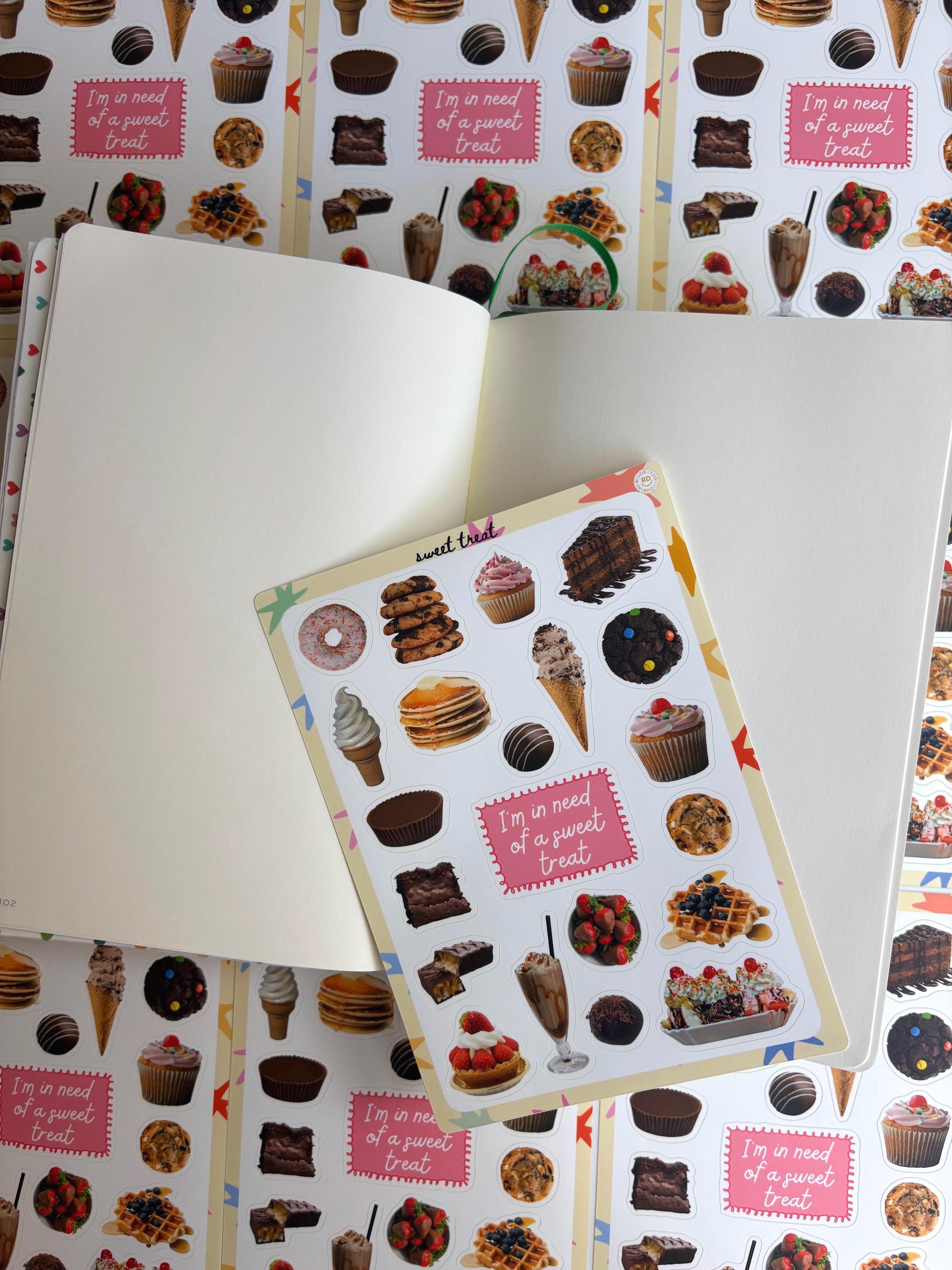Sweet treat 5x7 Sticker Sheet,Scrapbook Stickers, Journal Cover Stickers,Kiss Cut Sticker , Junk Journal Supplies, Vinyl Stickers