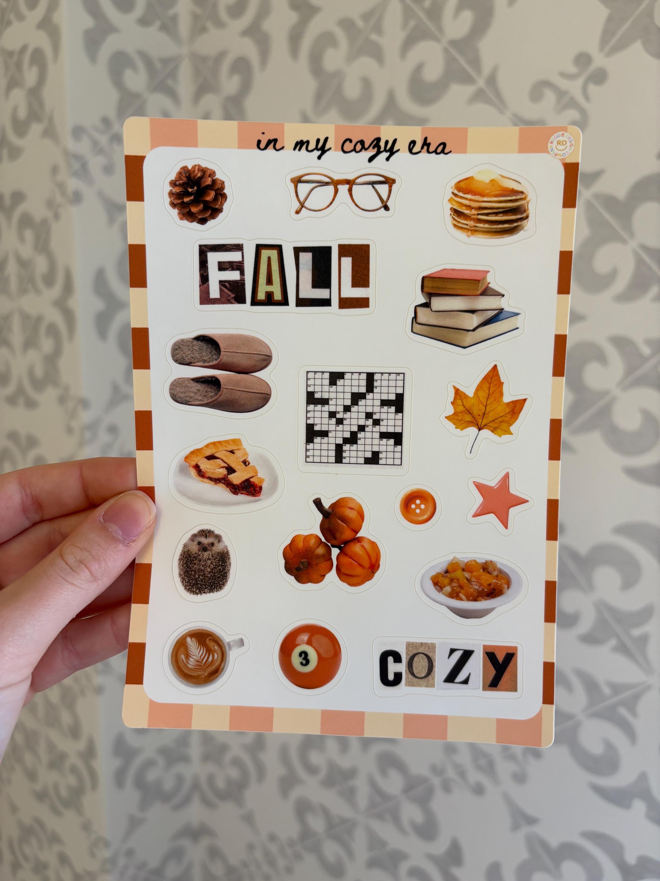 Fall Junk Journal 5x7 Sticker Sheet, Scrapbook Stickers, Journal Cover Stickers, Kiss Cut Sticker , Junk Journal Supplies, Vinyl Stickers