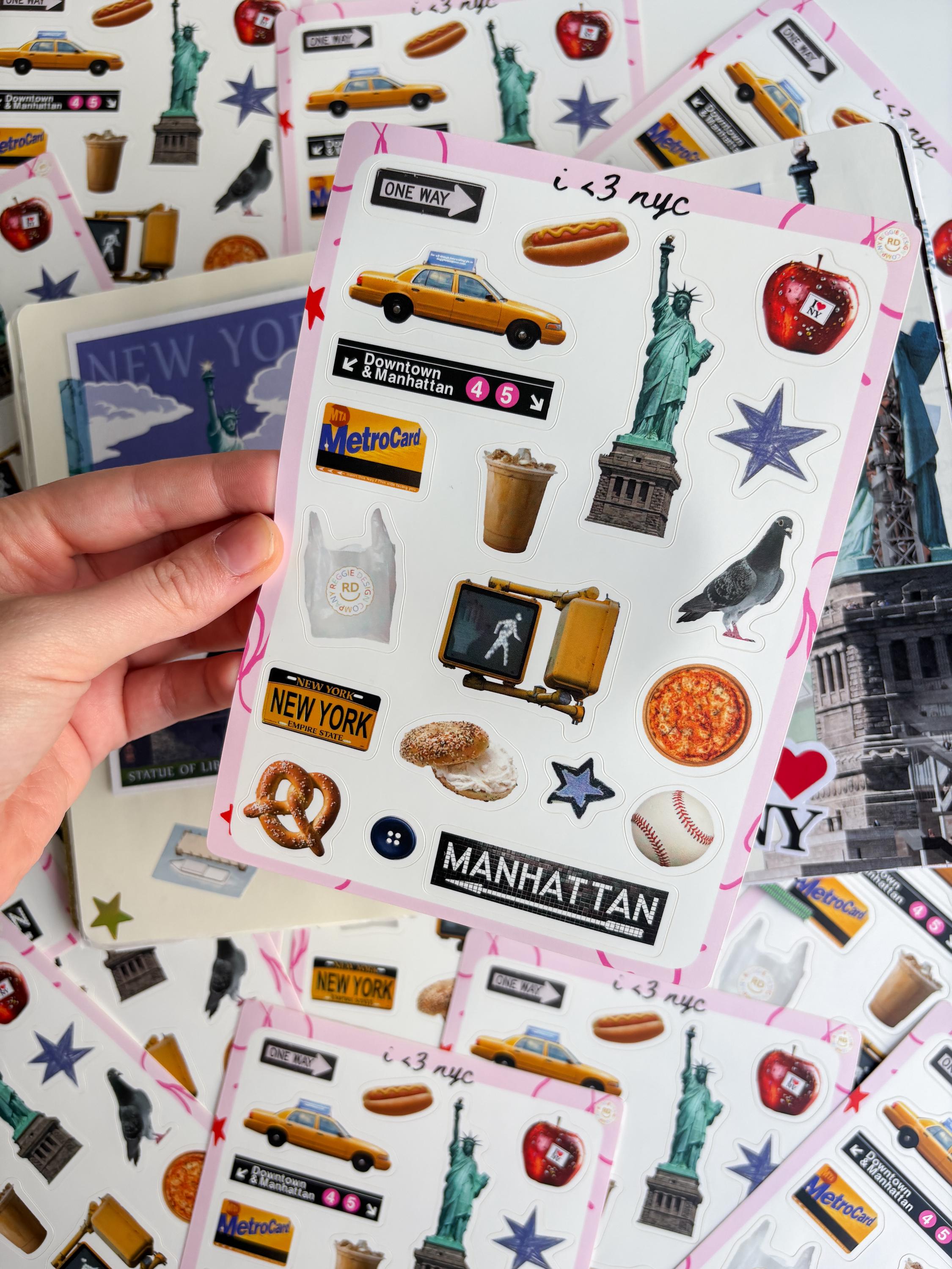 New York Junk Journal 5x7 Sticker Sheet, Scrapbook Stickers, Journal Cover Stickers, Junk Journal Supplies, Vinyl Stickers, NYC souvenir