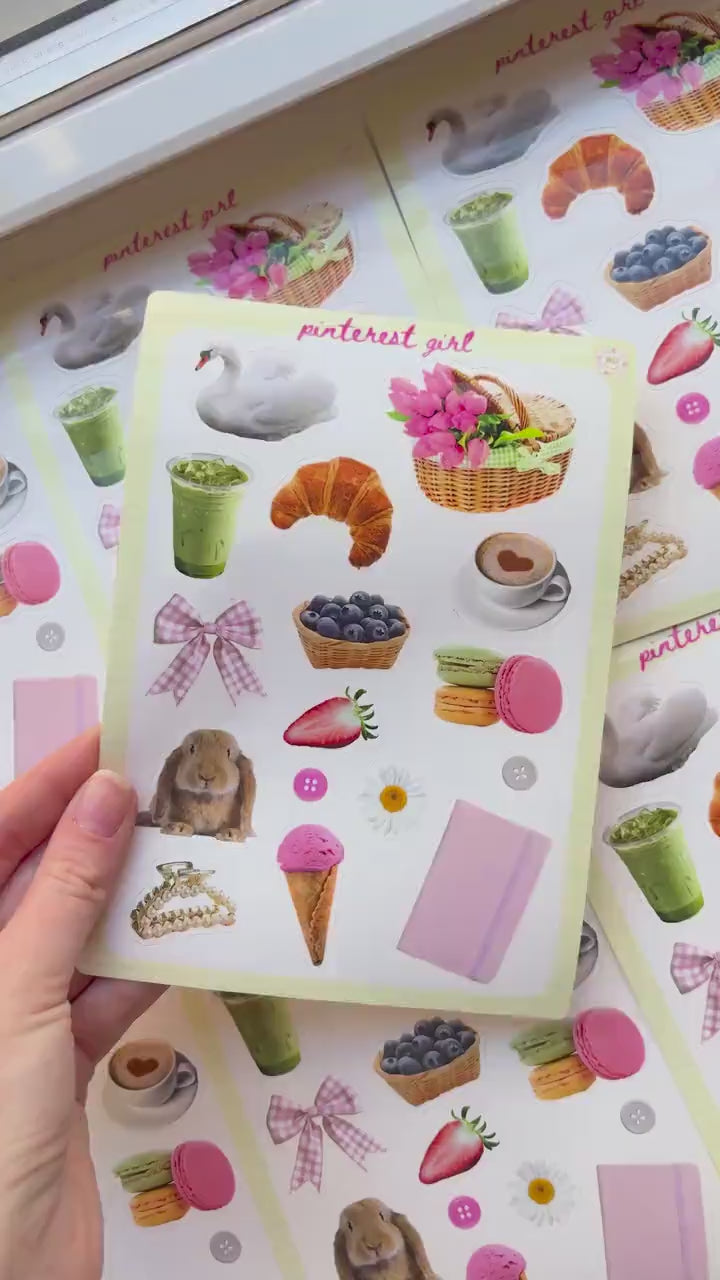 Pinterest Junk Journal 5x7 Sticker Sheet,Scrapbook Stickers, Journal Cover Stickers,Kiss Cut Sticker , Junk Journal Supplies, Vinyl Stickers