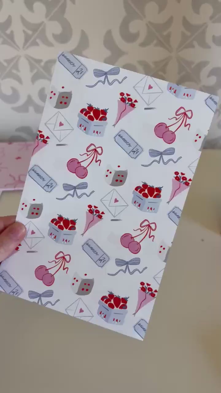 Journal Pattern Notebook 6 Pages -Scrapbooking,Journaling,Junk Journal,Pastel Aesthetics Graphic Pattern,Scrapbook Paper,Blue,Pink,red