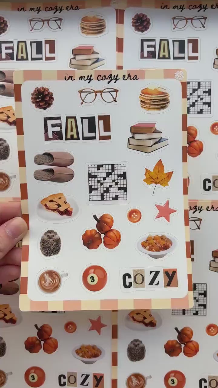 Fall Junk Journal 5x7 Sticker Sheet, Scrapbook Stickers, Journal Cover Stickers, Kiss Cut Sticker , Junk Journal Supplies, Vinyl Stickers
