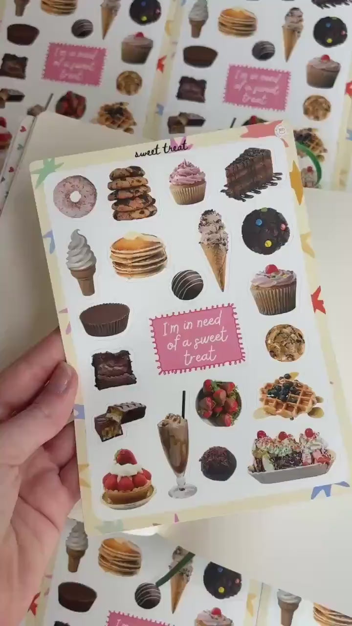 Sweet treat 5x7 Sticker Sheet,Scrapbook Stickers, Journal Cover Stickers,Kiss Cut Sticker , Junk Journal Supplies, Vinyl Stickers