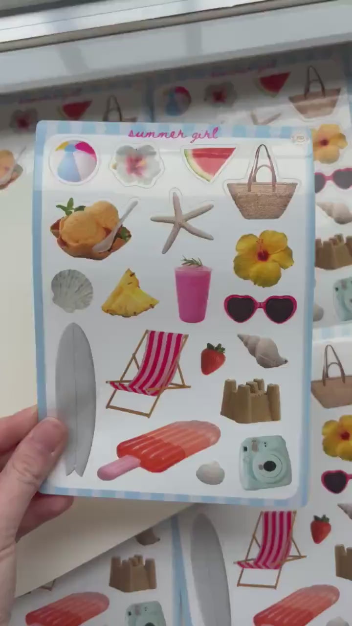 Summer Junk Journal 5x7 Sticker Sheet,Scrapbook Stickers, Journal Cover Stickers,Kiss Cut Sticker , Junk Journal Supplies, Vinyl Stickers