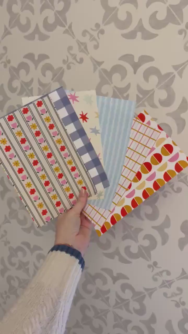 Journal Pattern Notebook 6 Pages -Scrapbooking,Journaling,Junk Journal,Pastel Aesthetics Graphic Pattern,Scrapbook Paper,Blue,Pink,Spring