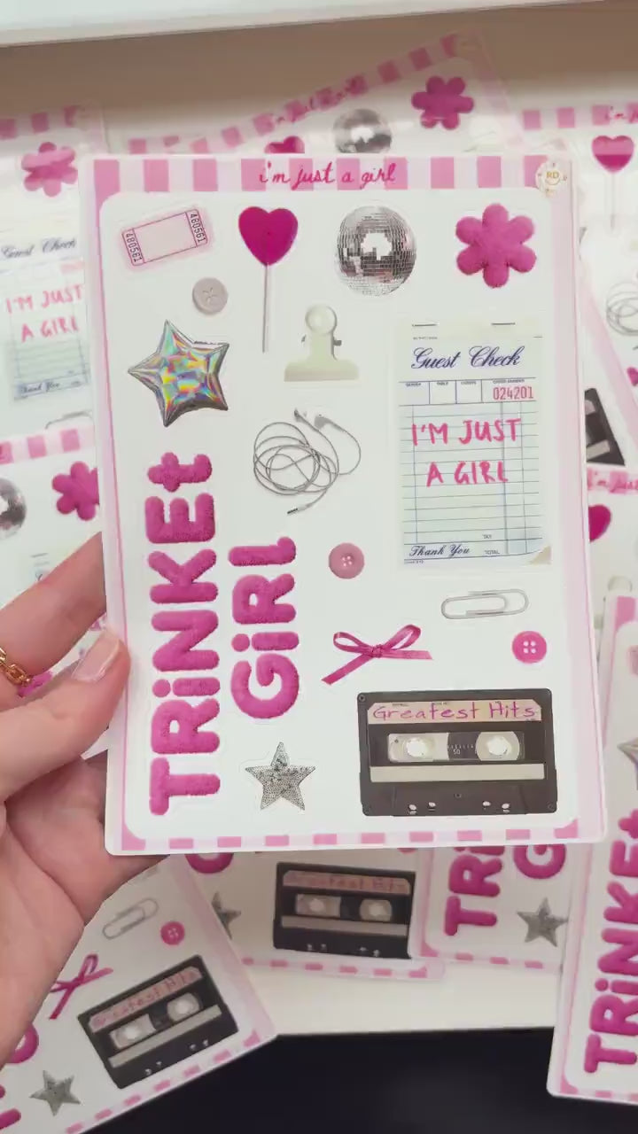 Trinket Junk Journal 5x7 Sticker Sheet,Scrapbook Stickers, Journal Cover Stickers,Kiss Cut Sticker , Junk Journal Supplies, Vinyl Stickers