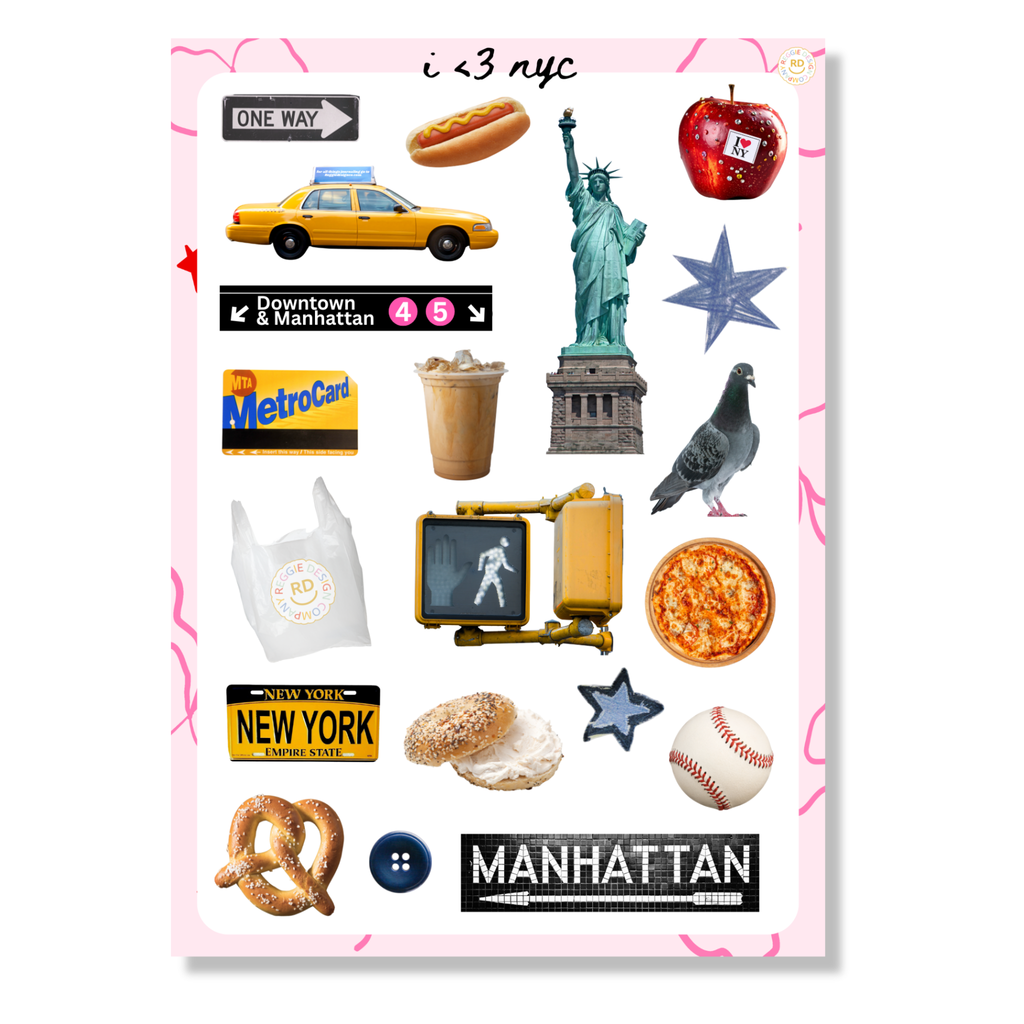 New York Junk Journal 5x7 Sticker Sheet, Scrapbook Stickers, Journal Cover Stickers, Junk Journal Supplies, Vinyl Stickers, NYC souvenir
